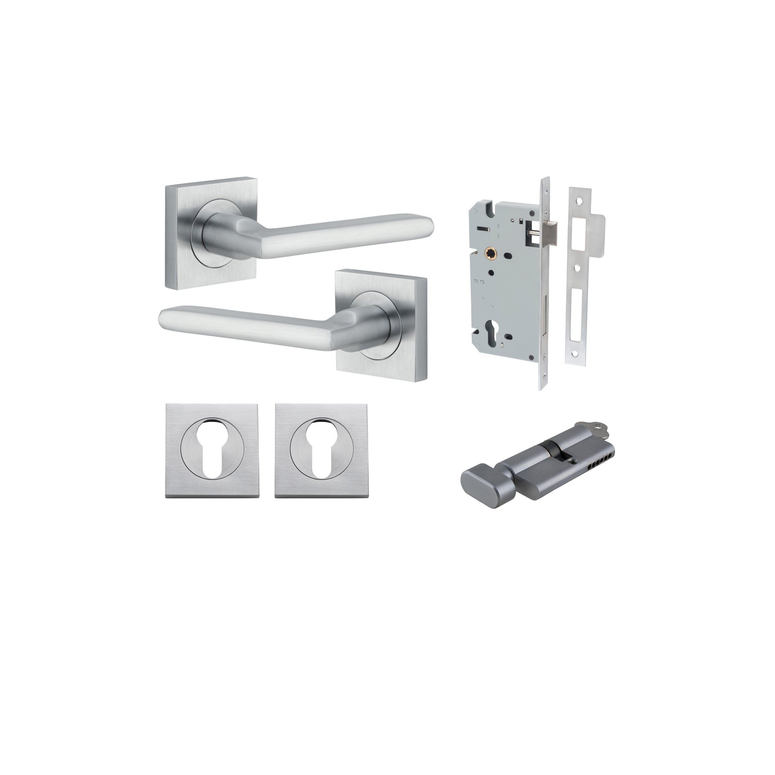 Baltimore Lever - Square Rose - Entry Point - Iver - Brushed Chrome - Door Levers