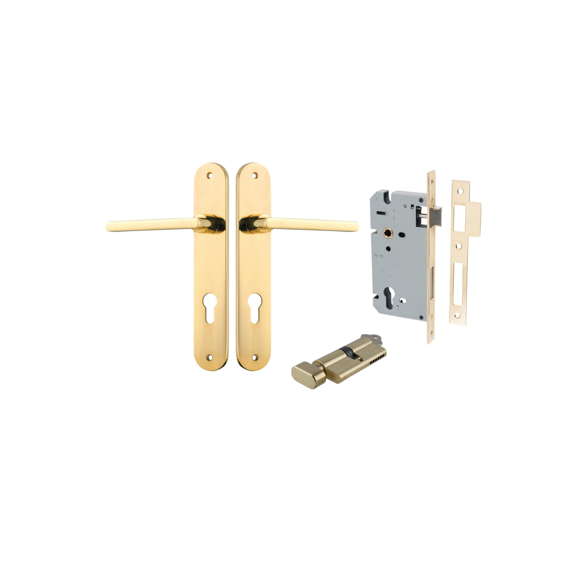 Baltimore Lever - Oval Backplate - Entry Point - Iver - Polished Brass - Door Levers