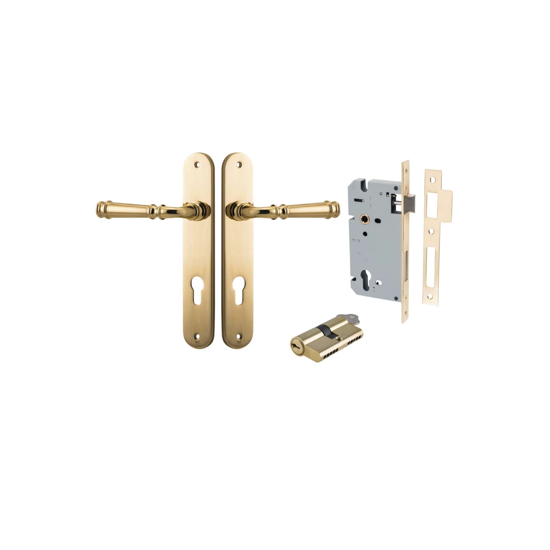 Verona Lever - Oval Backplate - Entry Point - Iver - Polished Brass - Door Levers