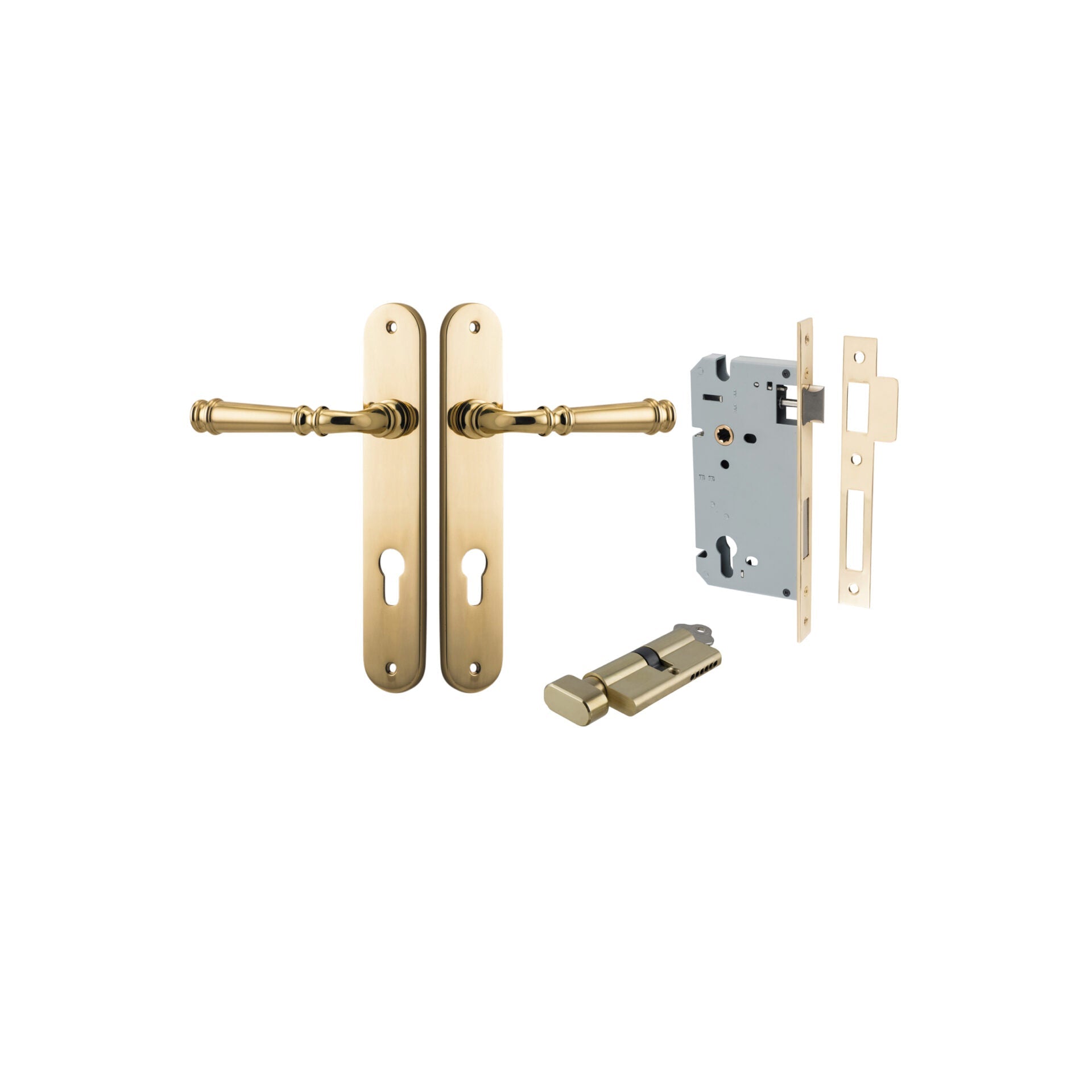 Verona Lever - Oval Backplate - Entry Point - Iver - Polished Brass - Door Levers