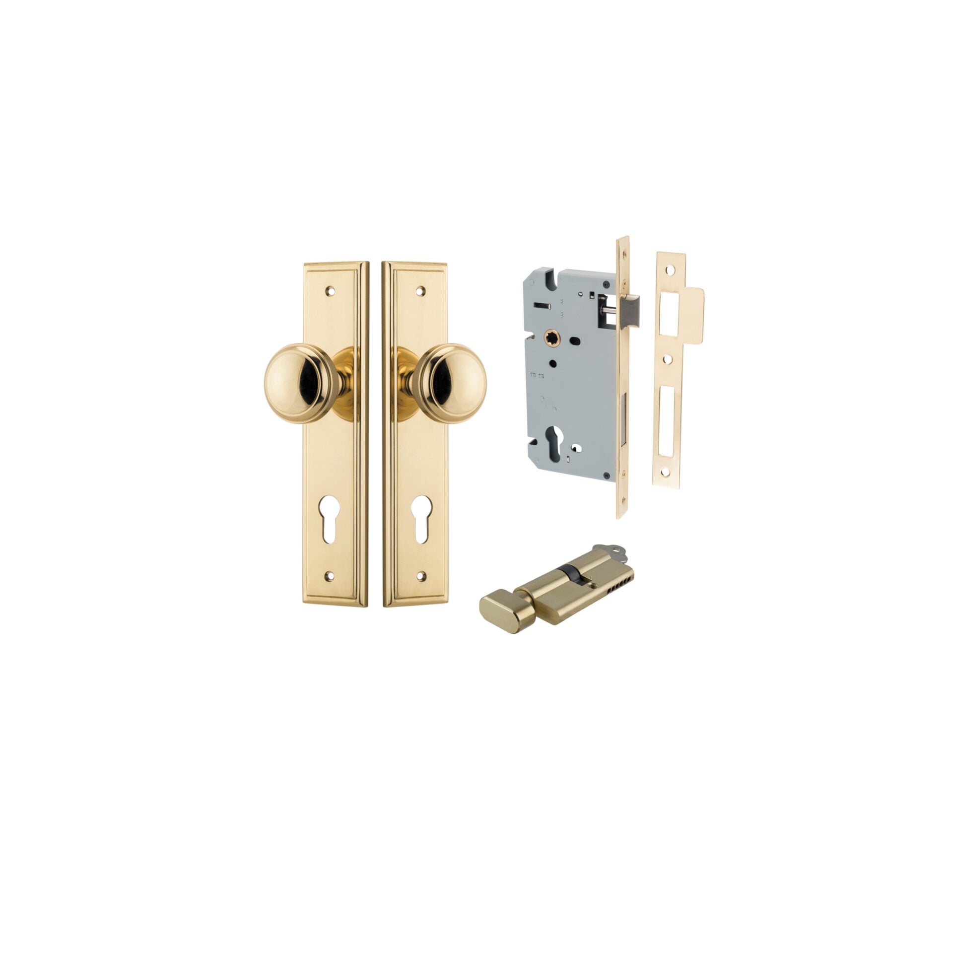 Paddington Knob - Stepped Backplate - Entry Point - Iver - Polished Brass - Door Knobs