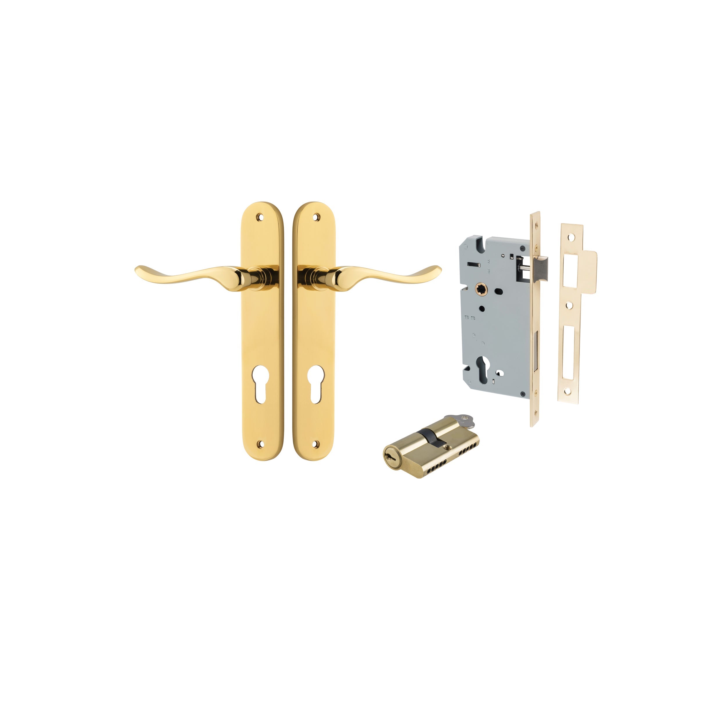 Stirling Lever - Oval Backplate - Entry Point - Iver - Polished Brass - Door Levers