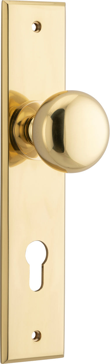 Cambridge Knob - Chamfered Backplate - Entry Point - Iver - Polished Brass - Door Knobs