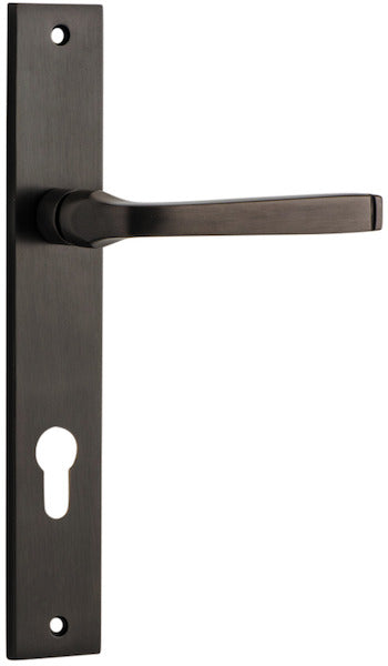 Annecy Lever - Rectangular Backplate - Entry Point - Iver - Signature Brass - Door Levers