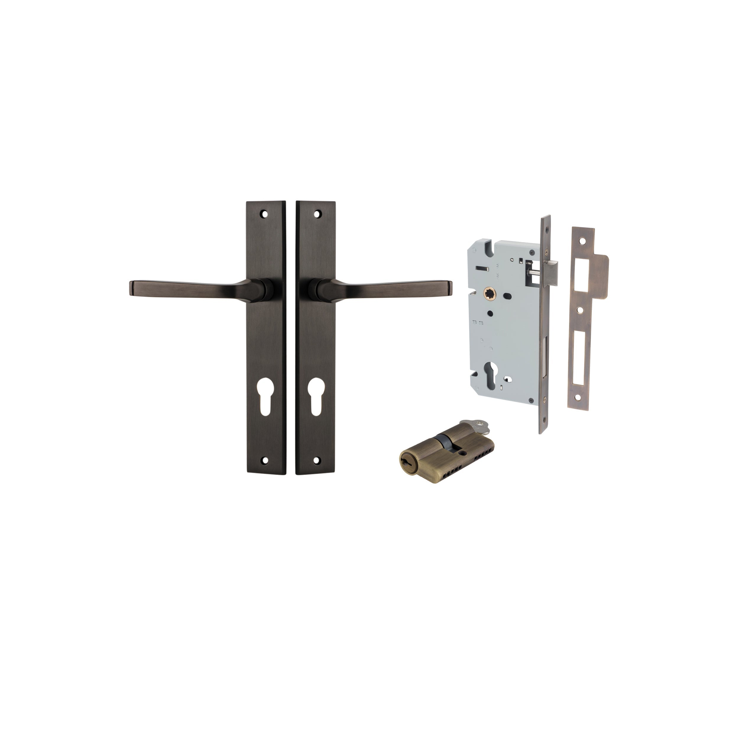 Annecy Lever - Rectangular Backplate - Entry Point - Iver - Signature Brass - Door Levers