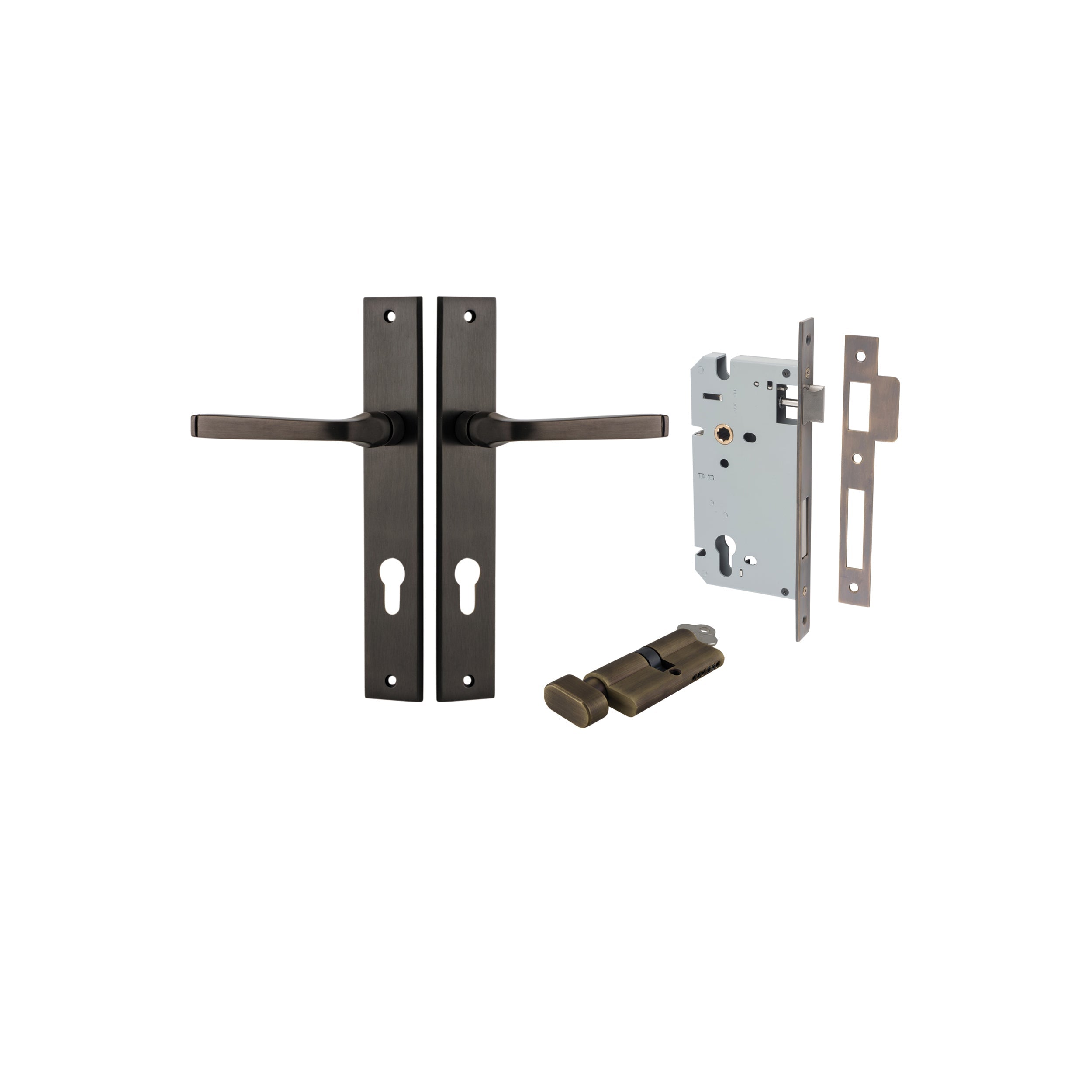 Annecy Lever - Rectangular Backplate - Entry Point - Iver - Signature Brass - Door Levers