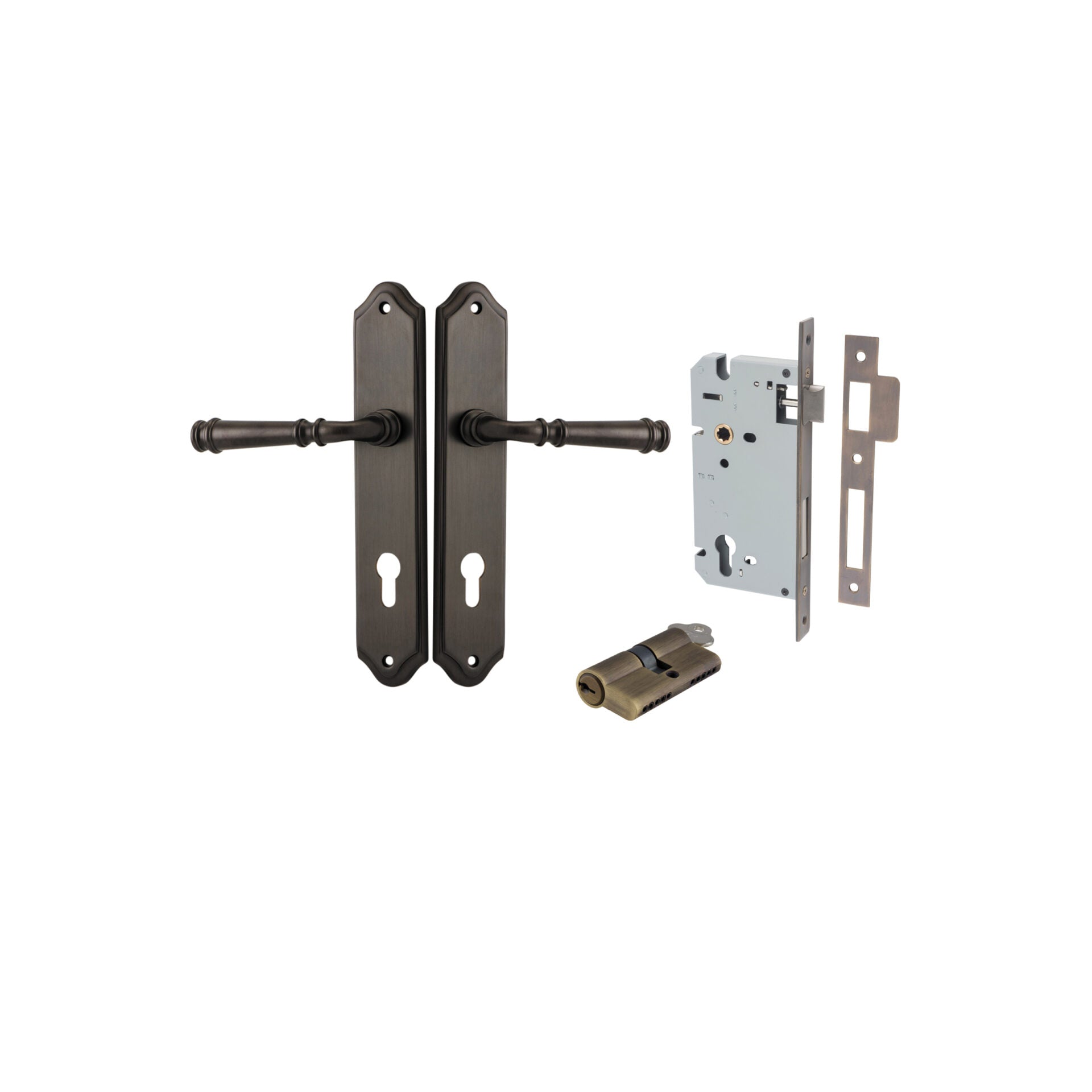 Verona Lever - Shouldered Backplate - Entry Point - Iver - Signature Brass - Door Levers