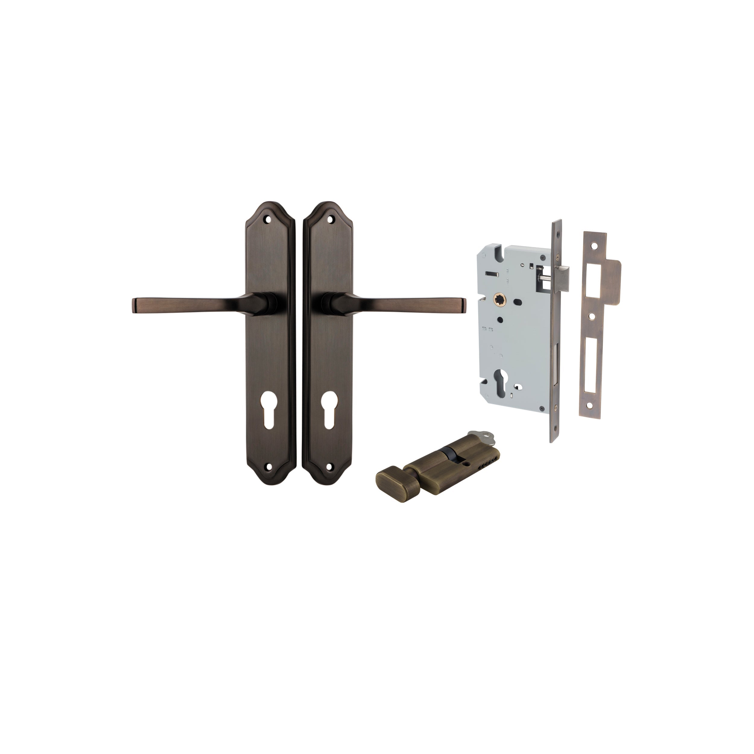 Annecy Lever - Shouldered Backplate - Entry Point - Iver - Signature Brass - Door Levers