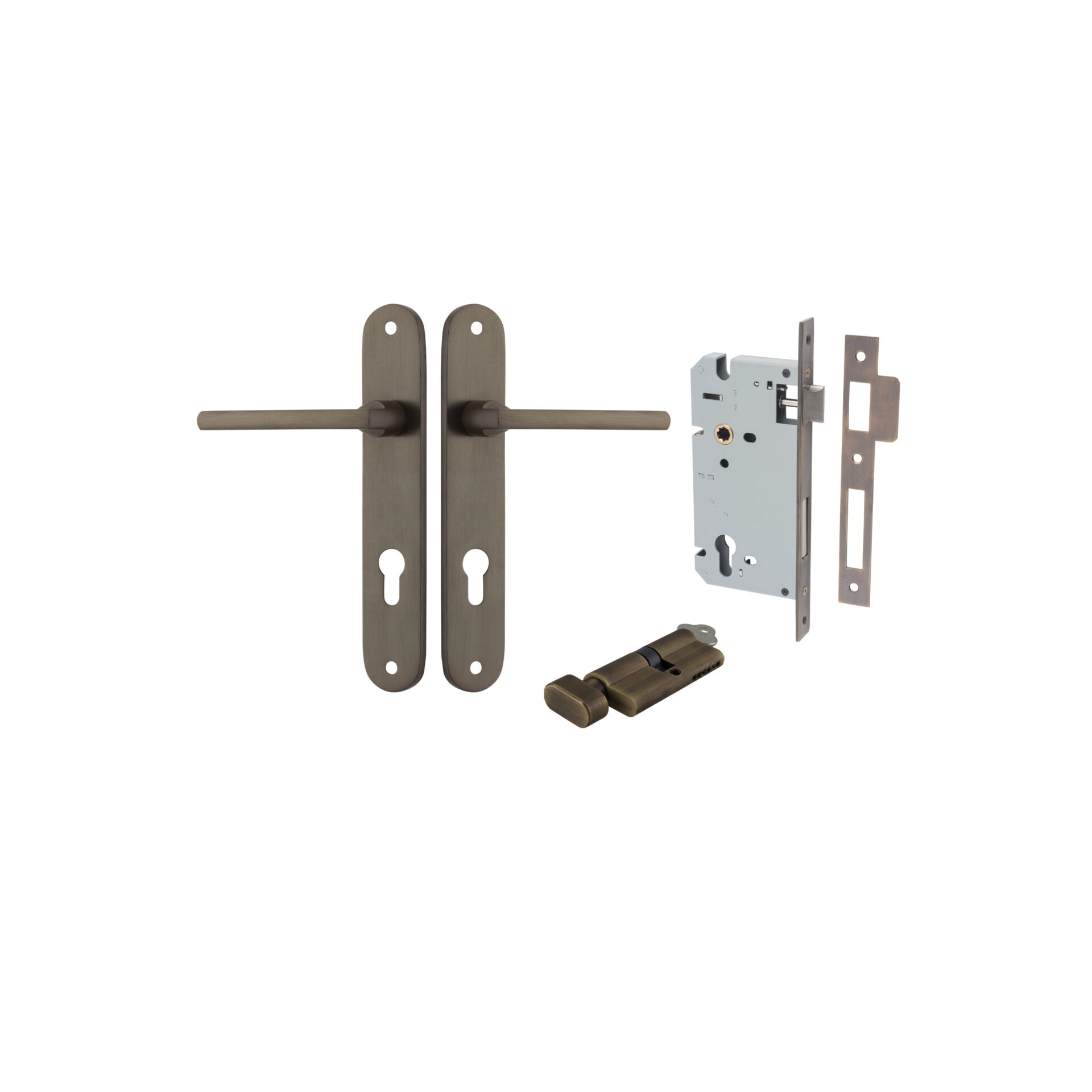 Baltimore Lever - Oval Backplate - Entry Point - Iver - Signature Brass - Door Levers