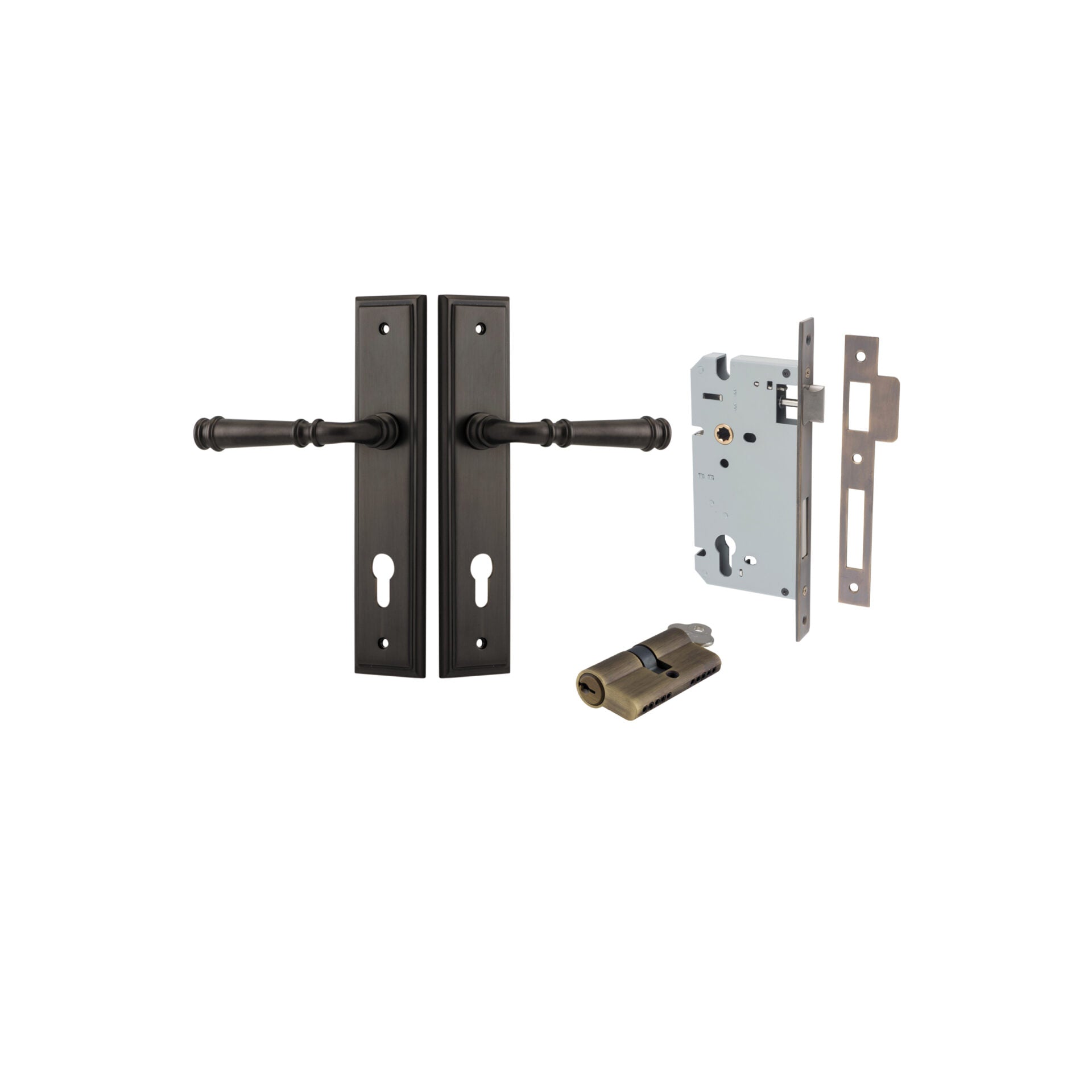 Verona Lever - Stepped Backplate - Entry Point - Iver - Signature Brass - Door Levers