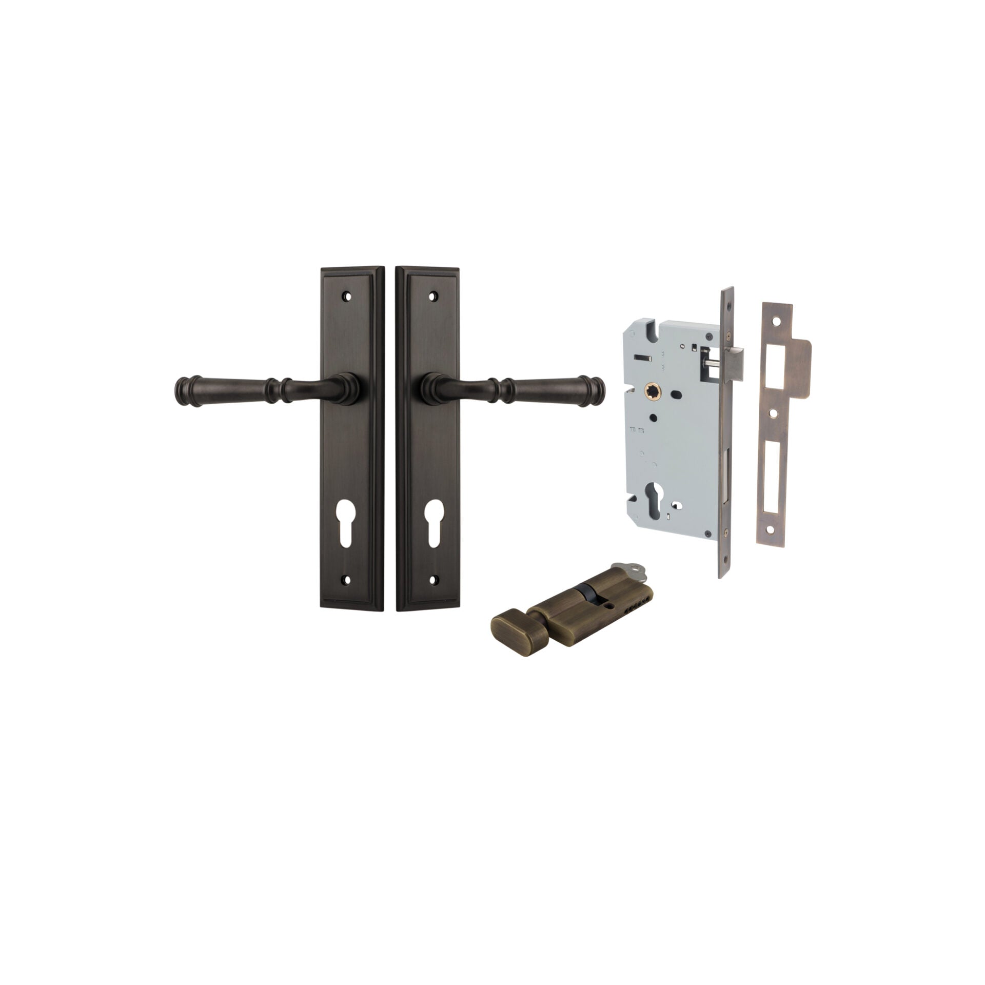 Verona Lever - Stepped Backplate - Entry Point - Iver - Signature Brass - Door Levers