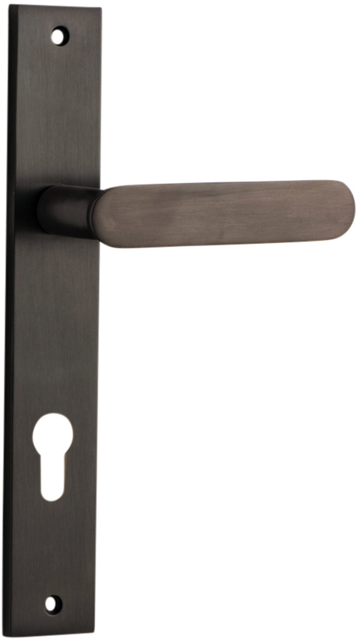 Bronte Lever - Rectangular Backplate - Entry Point - Iver - Signature Brass - Door Levers