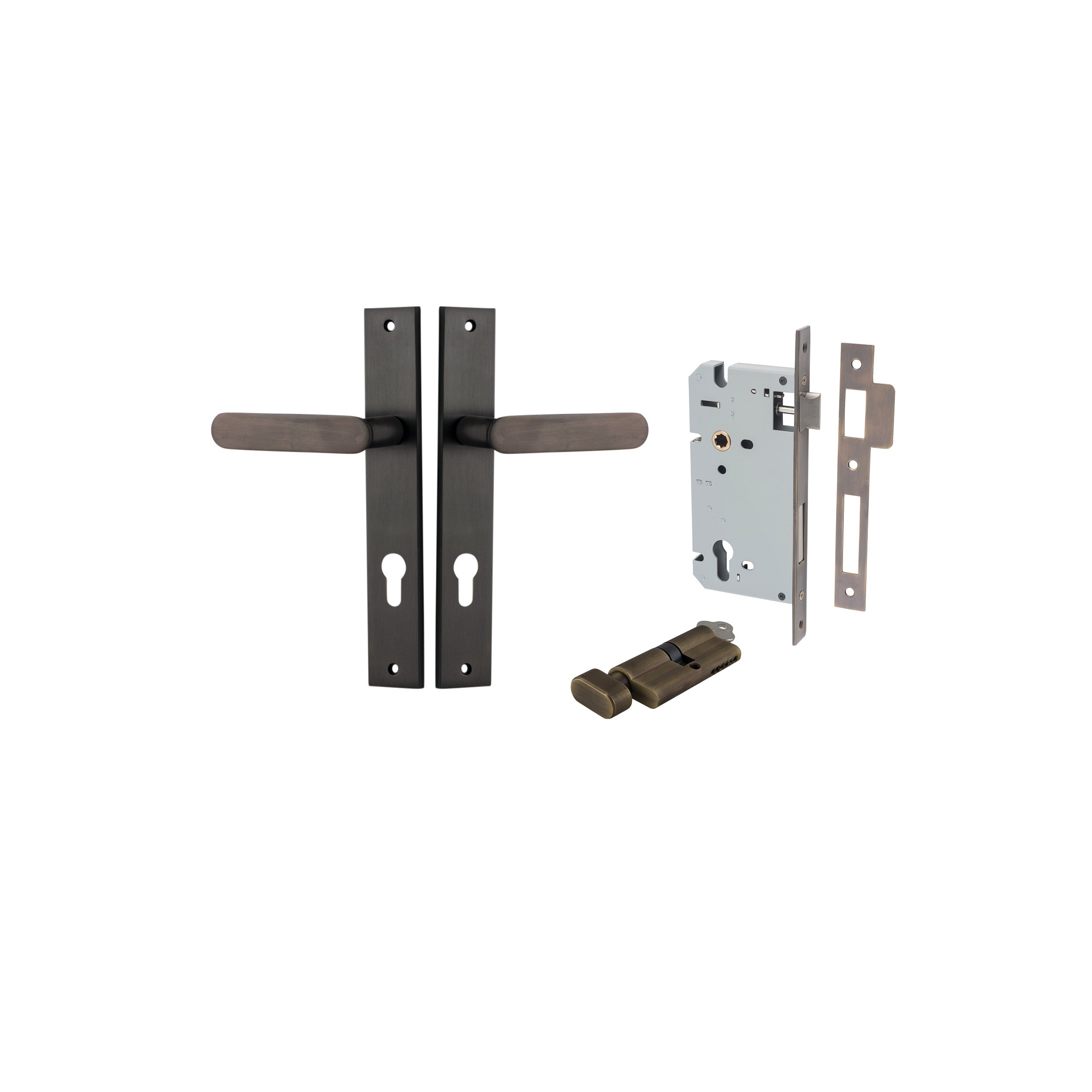 Bronte Lever - Rectangular Backplate - Entry Point - Iver - Signature Brass - Door Levers