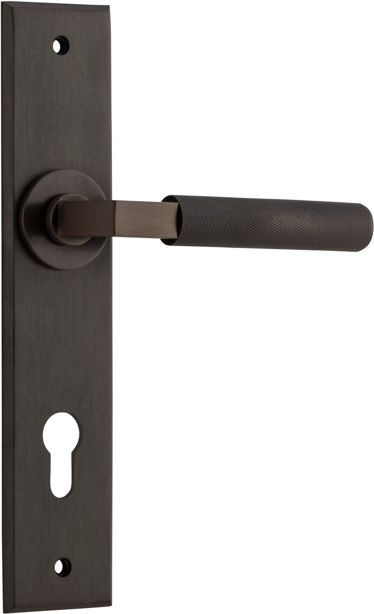 Brunswick Lever - Chamfered Backplate - Entry Point - Iver - Signature Brass - Door Levers