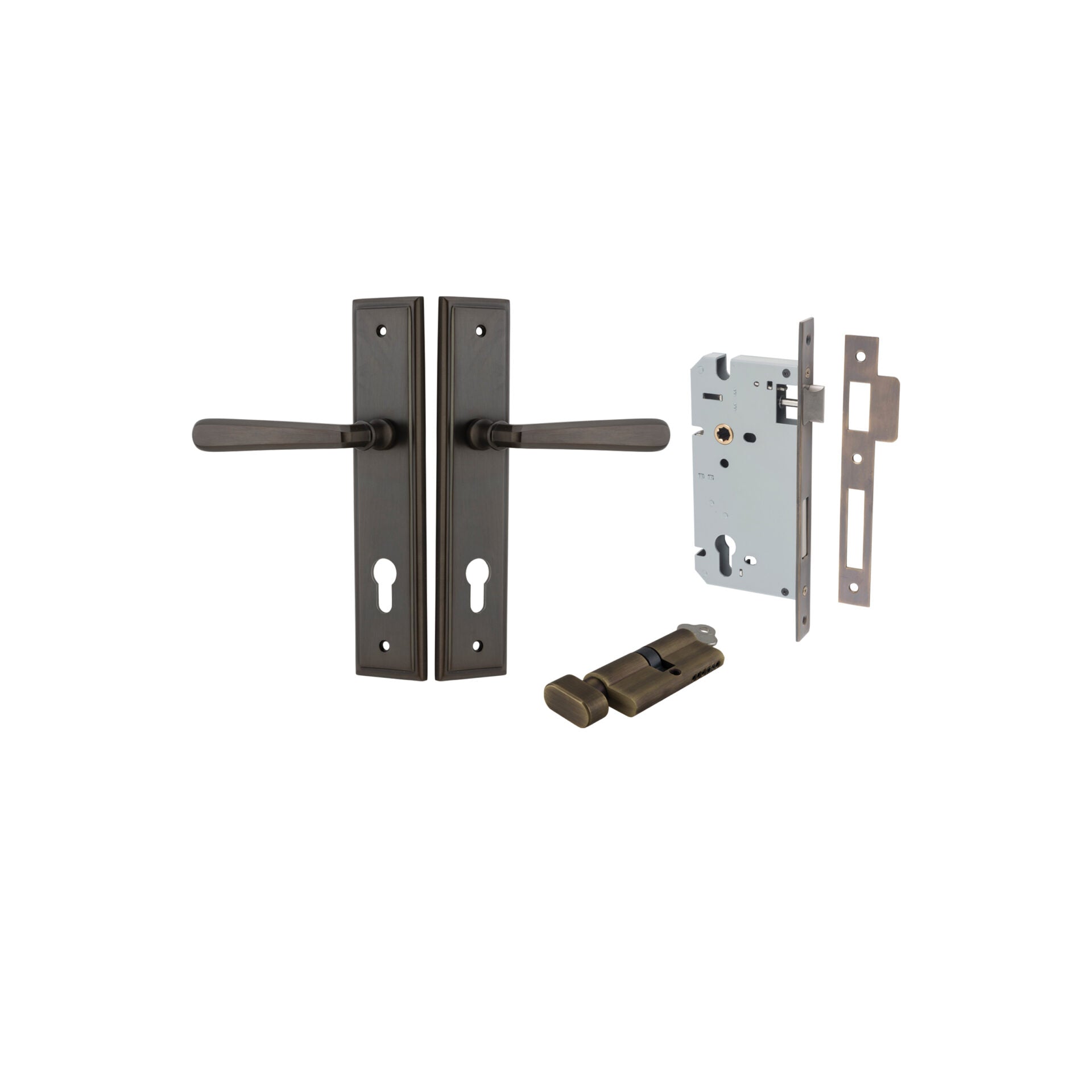 Copenhagen Lever - Stepped Backplate - Entry Point - Iver - Signature Brass - Door Levers