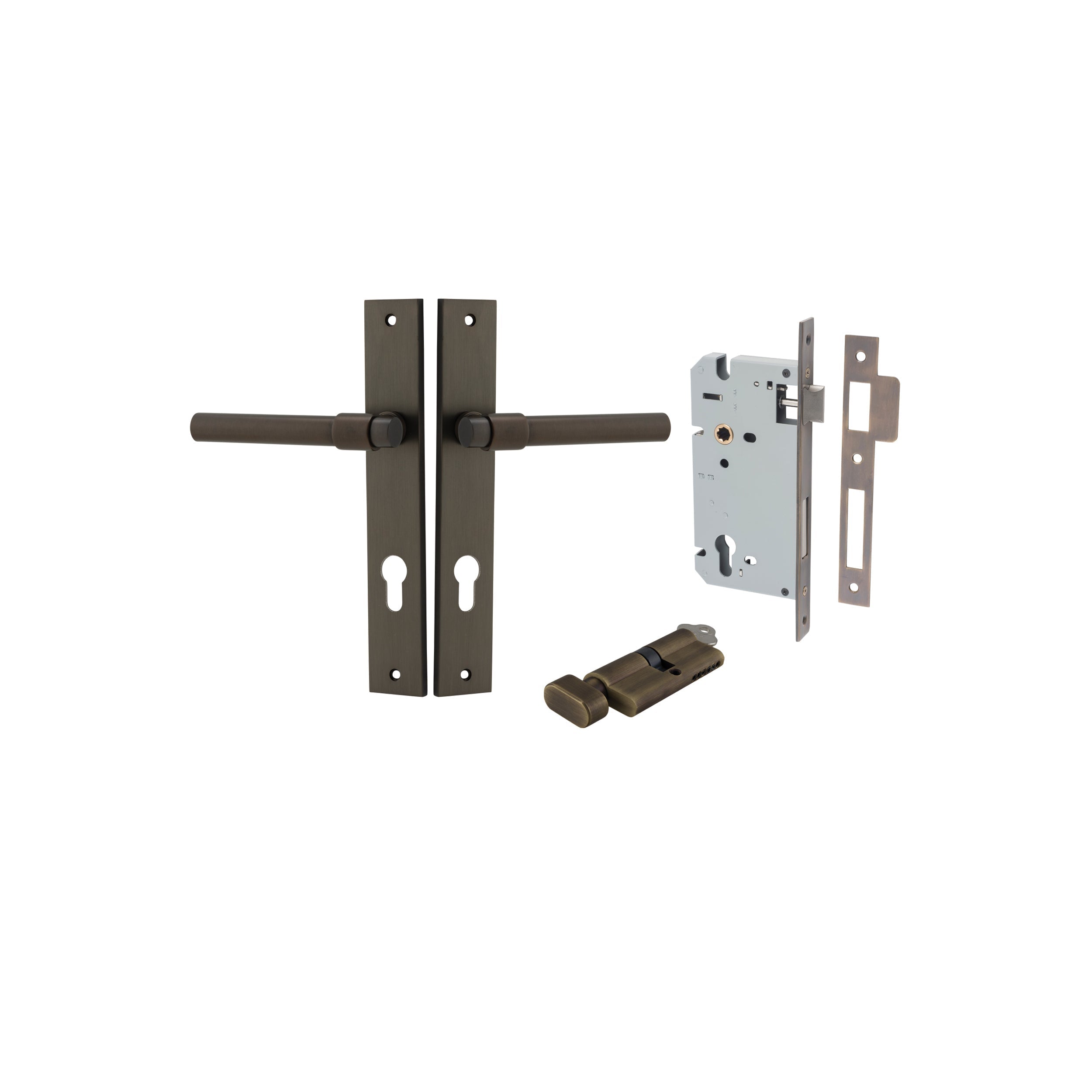 Helsinki Lever - Rectangular Backplate - Entry Point - Iver - Signature Brass - Door Levers