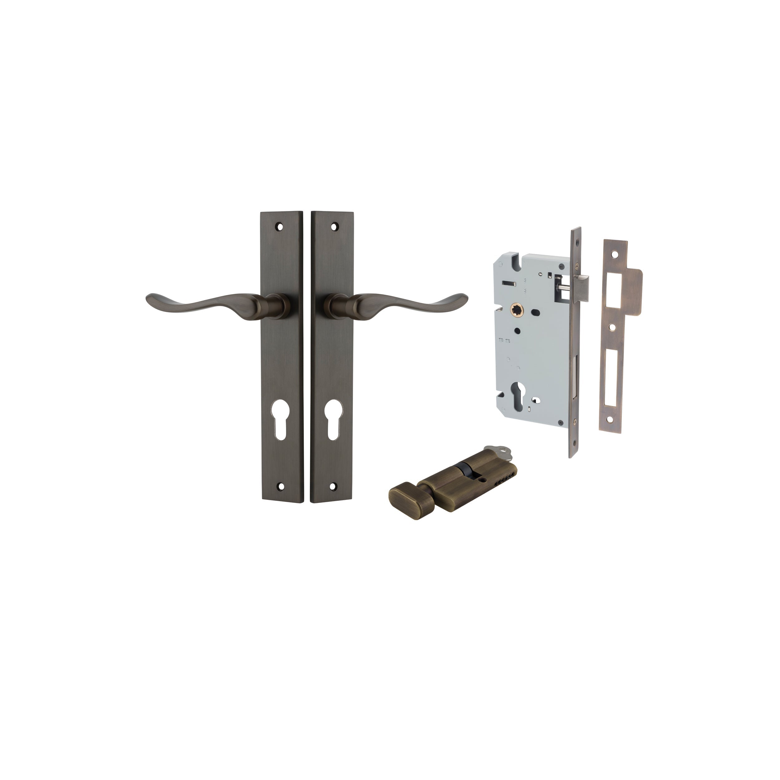 Stirling Lever - Rectangular Backplate - Entry Point - Iver - Signature Brass - Door Levers