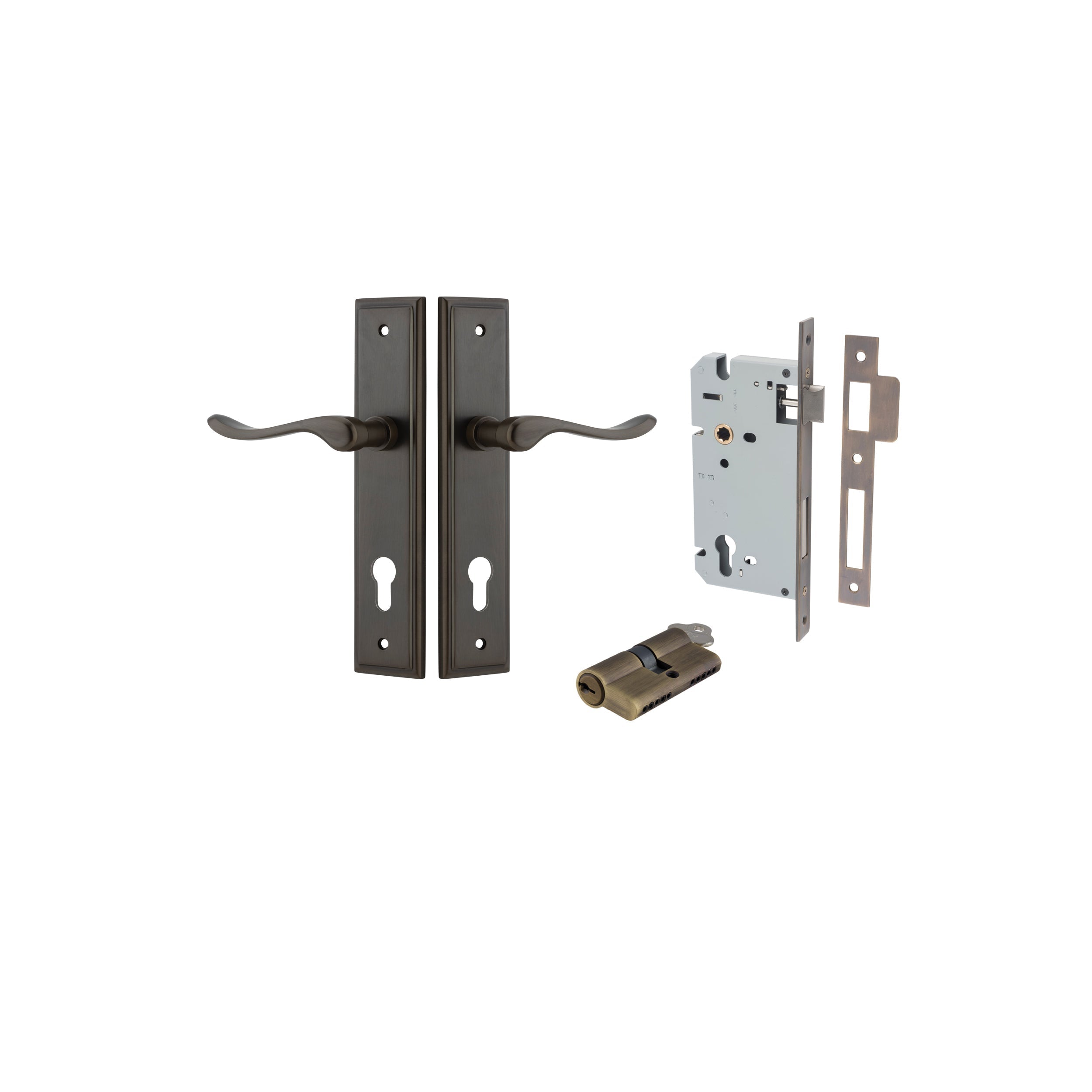 Stirling Lever - Stepped Backplate - Entry Point - Iver - Signature Brass - Door Levers