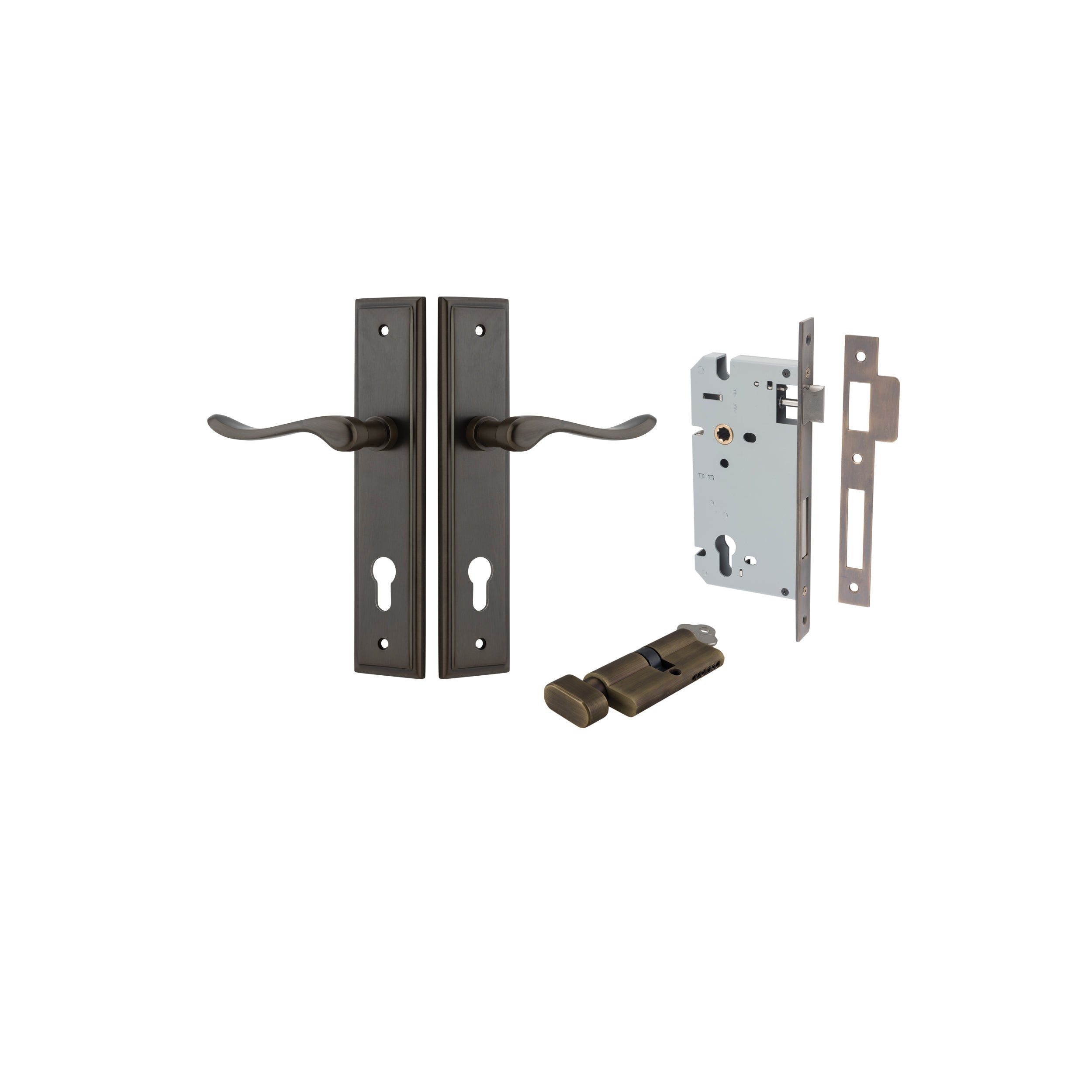 Stirling Lever - Stepped Backplate - Entry Point - Iver - Signature Brass - Door Levers