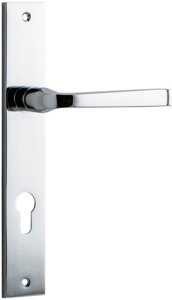 Annecy Lever - Rectangular Backplate - Entry Point - Iver - Polished Chrome - Door Levers