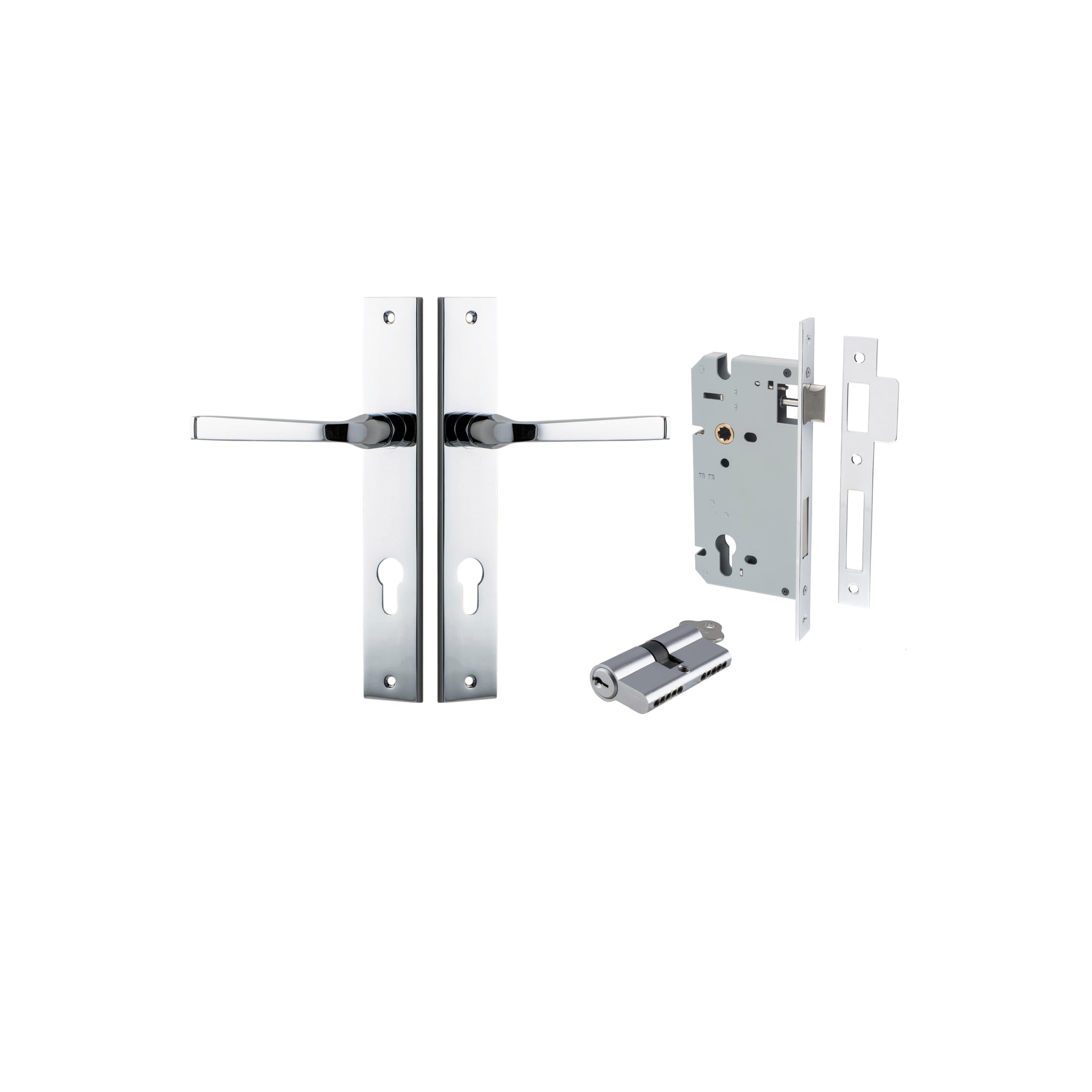 Annecy Lever - Rectangular Backplate - Entry Point - Iver - Polished Chrome - Door Levers