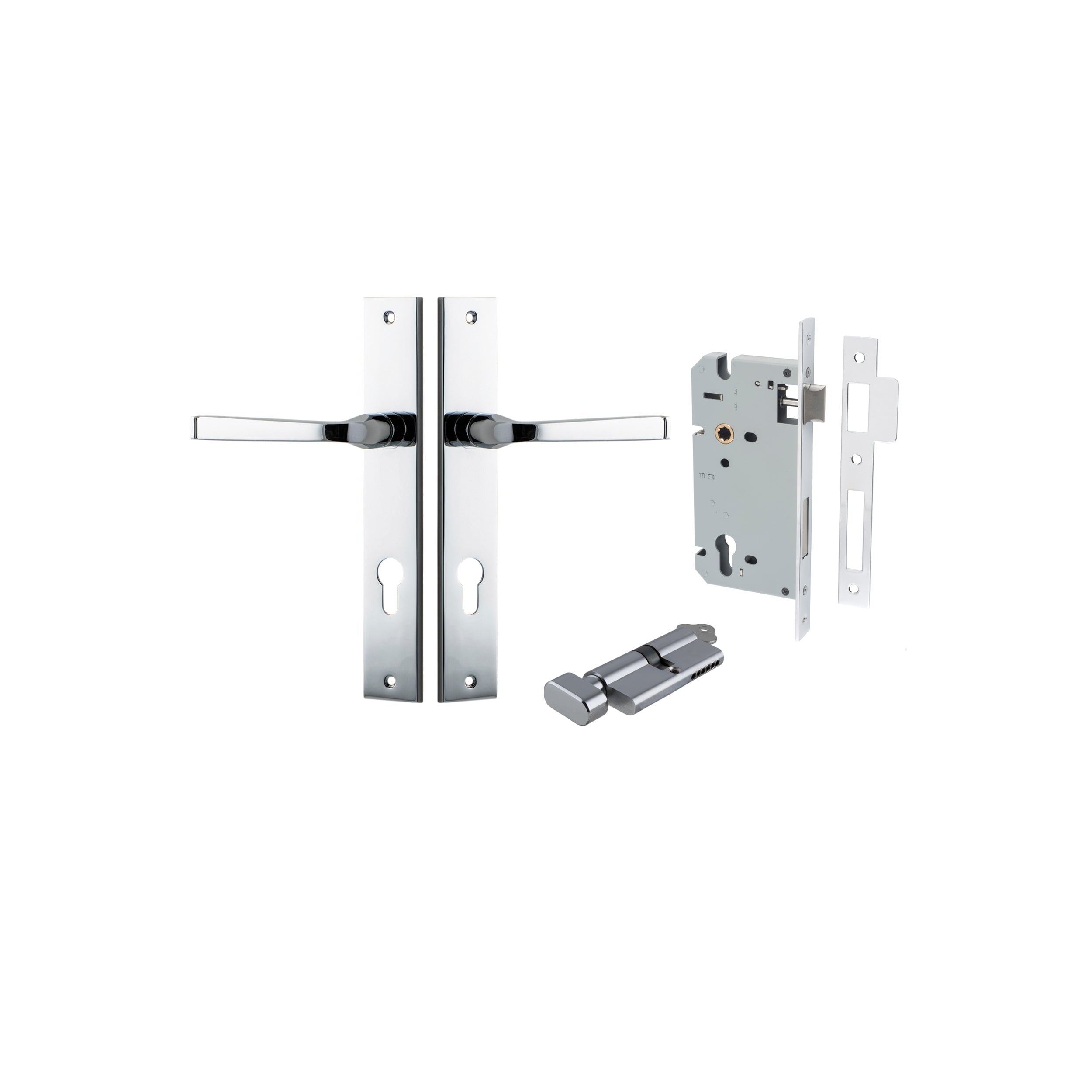 Annecy Lever - Rectangular Backplate - Entry Point - Iver - Polished Chrome - Door Levers