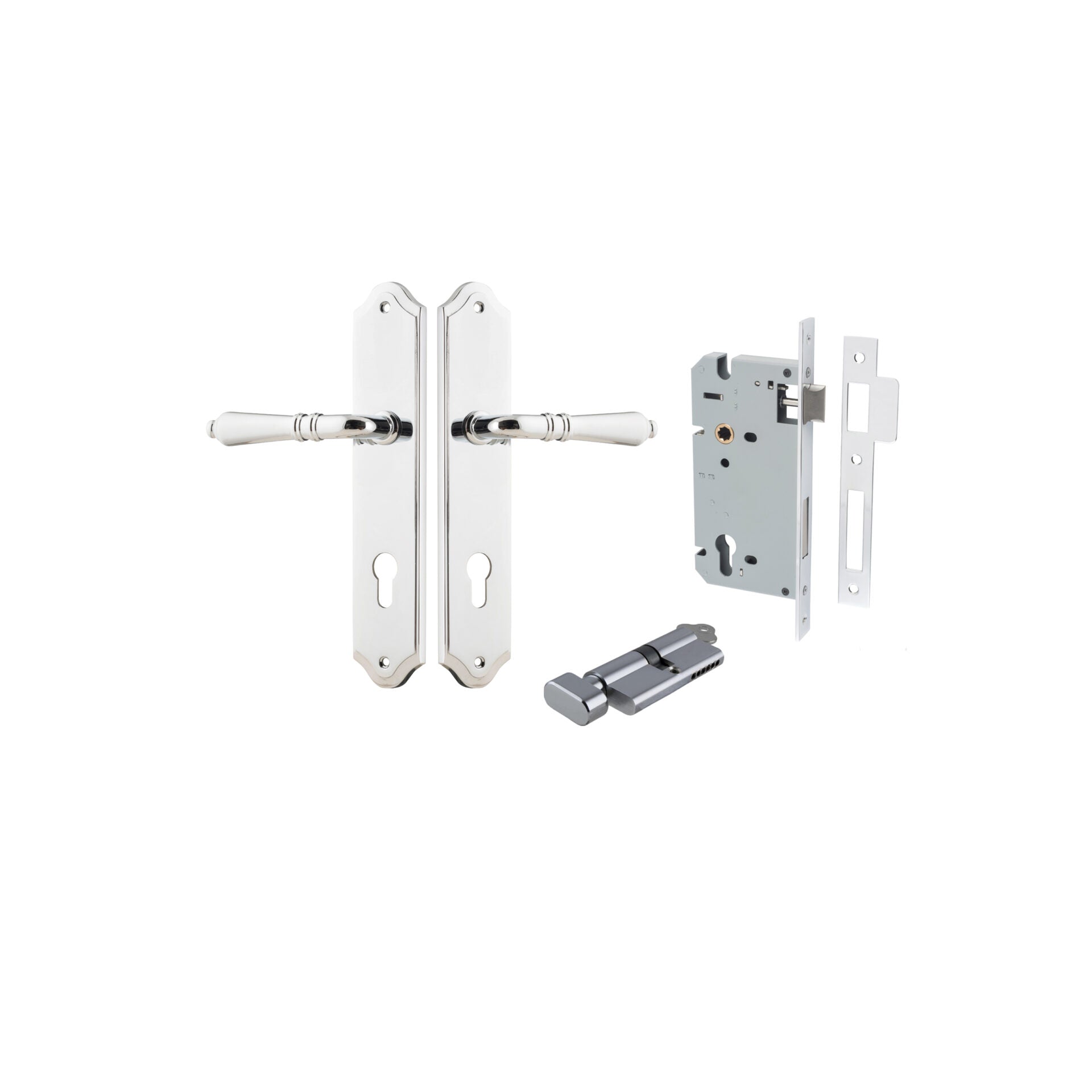 Sarlat Lever - Shouldered Backplate - Entry Point - Iver - Polished Chrome - Door Levers