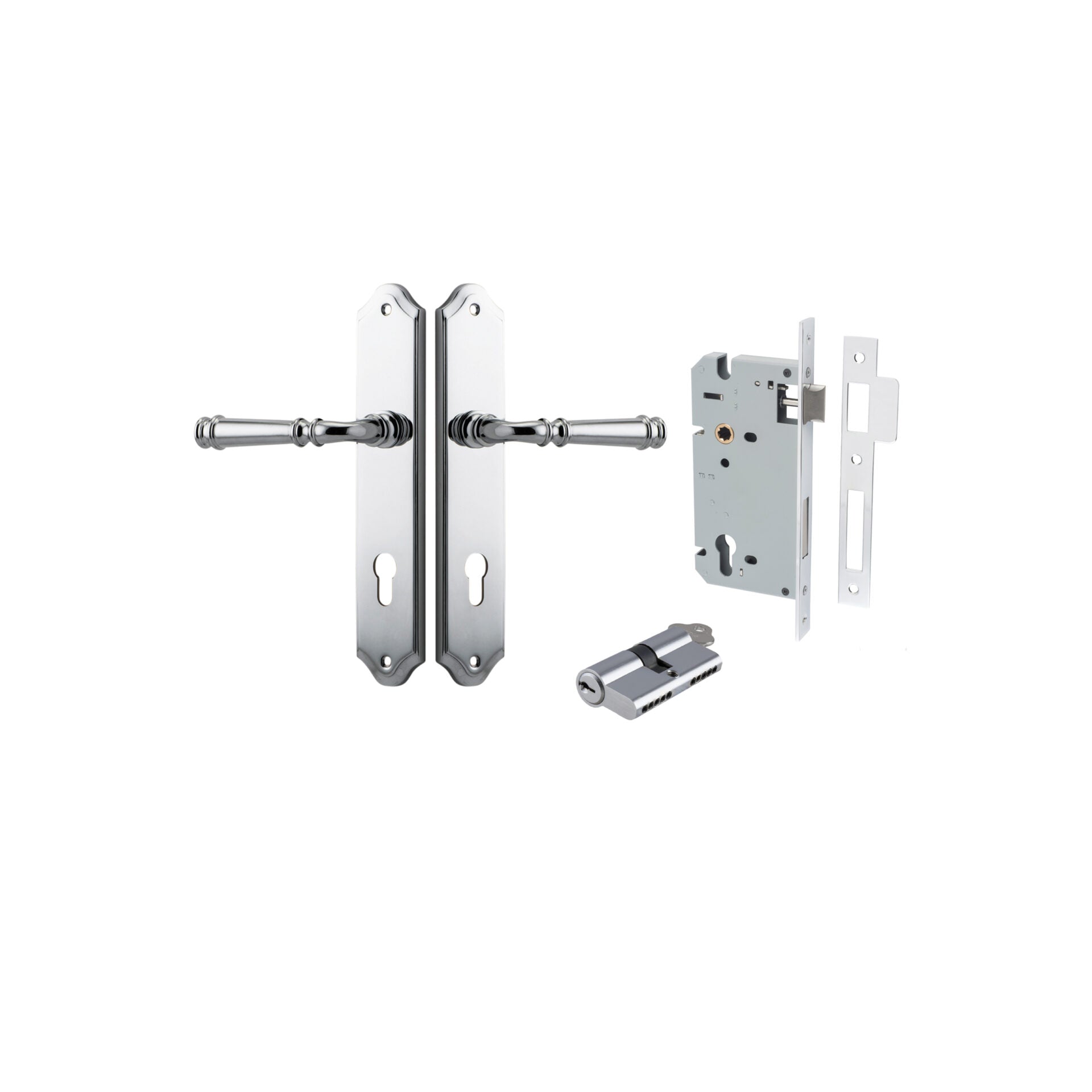 Verona Lever - Shouldered Backplate - Entry Point - Iver - Polished Chrome - Door Levers