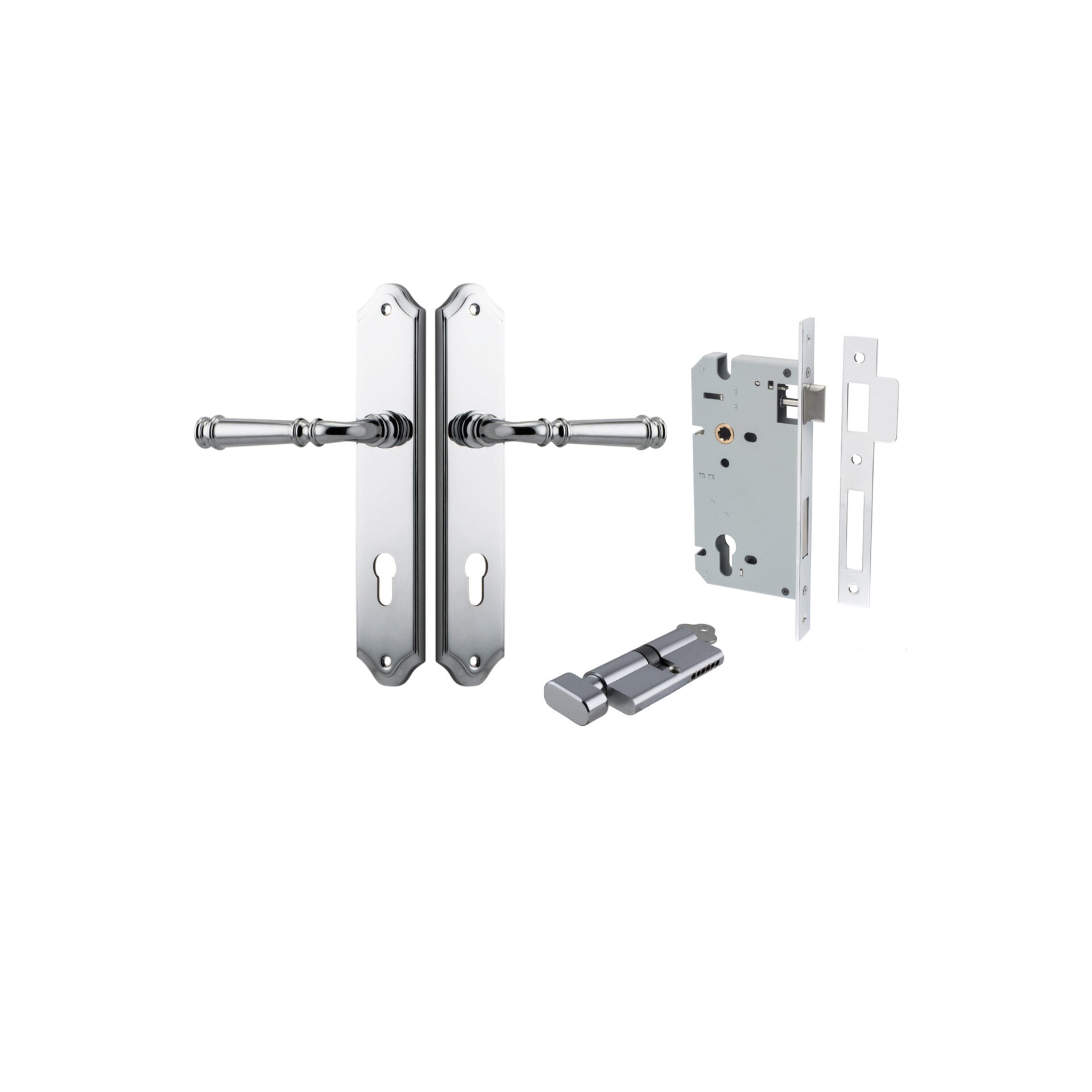 Verona Lever - Shouldered Backplate - Entry Point - Iver - Polished Chrome - Door Levers