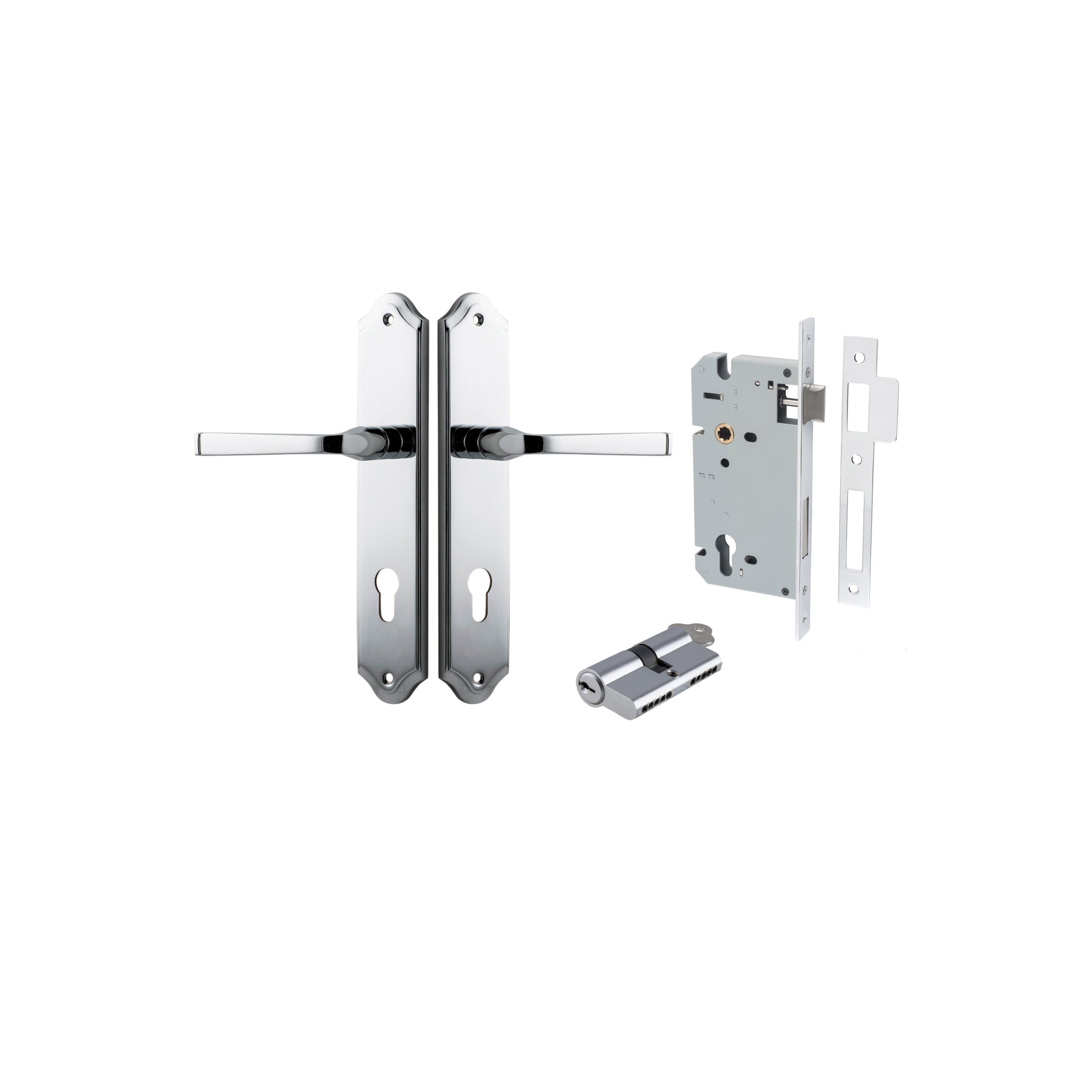 Annecy Lever - Shouldered Backplate - Entry Point - Iver - Polished Chrome - Door Levers