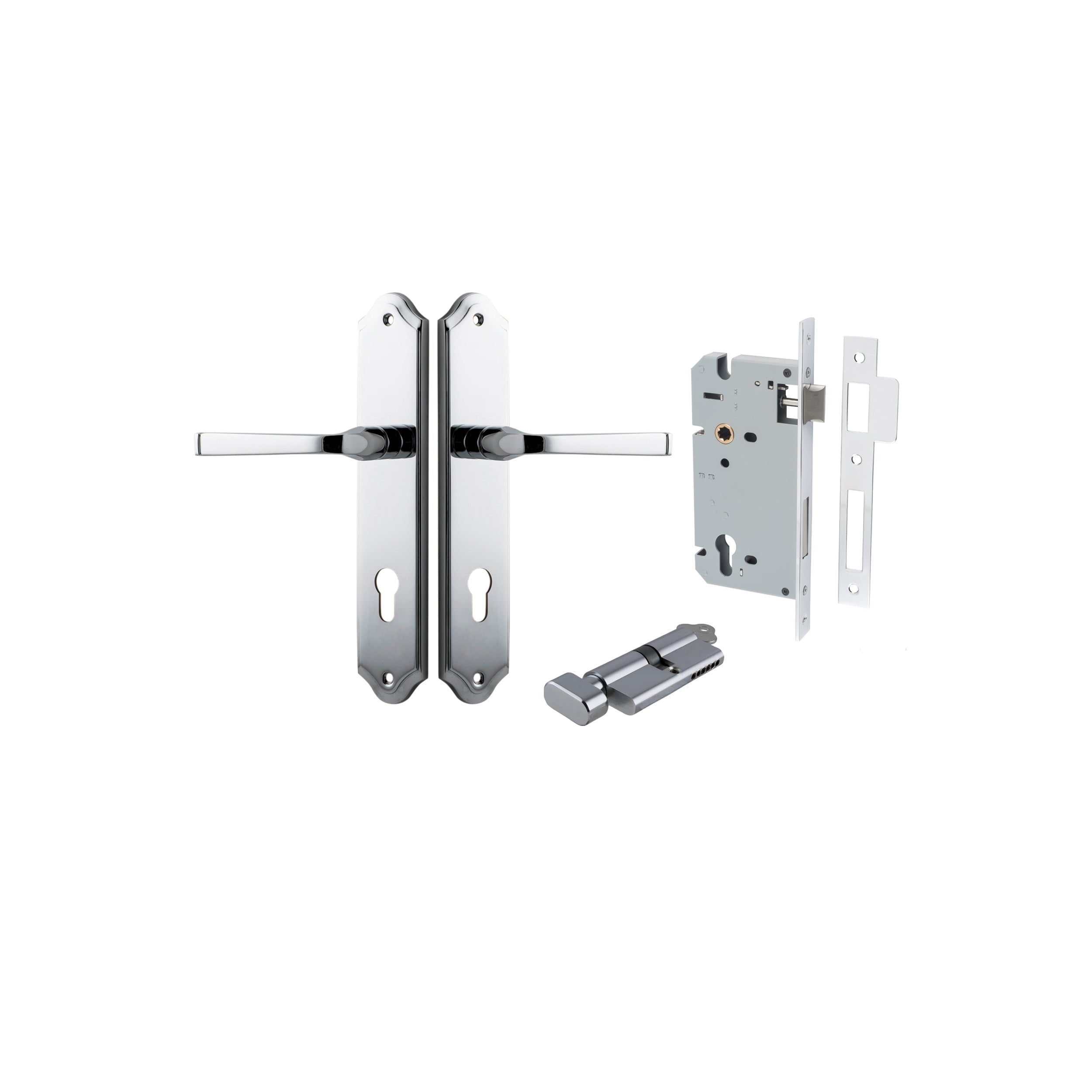 Annecy Lever - Shouldered Backplate - Entry Point - Iver - Polished Chrome - Door Levers