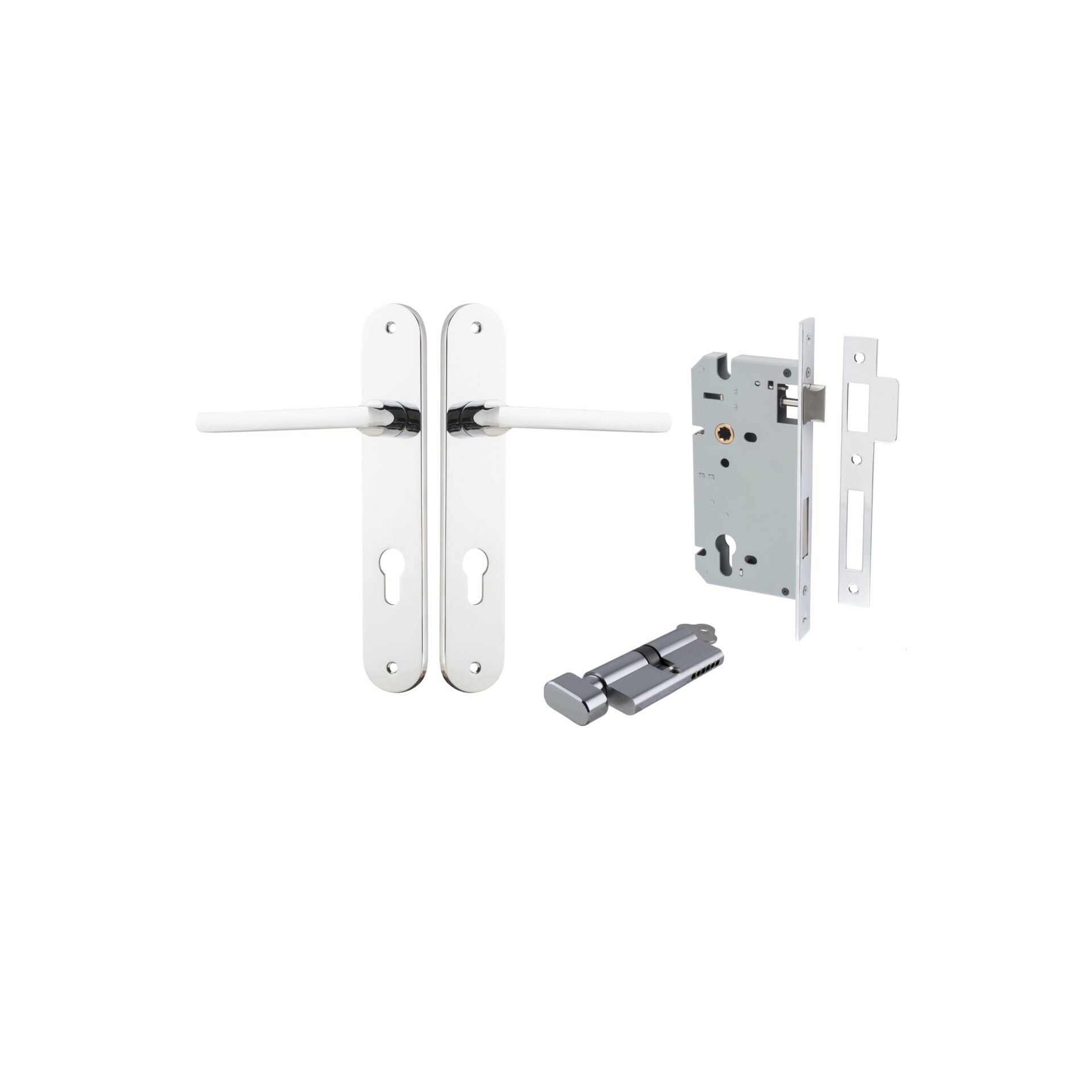 Baltimore Lever - Oval Backplate - Entry Point - Iver - Polished Chrome - Door Levers