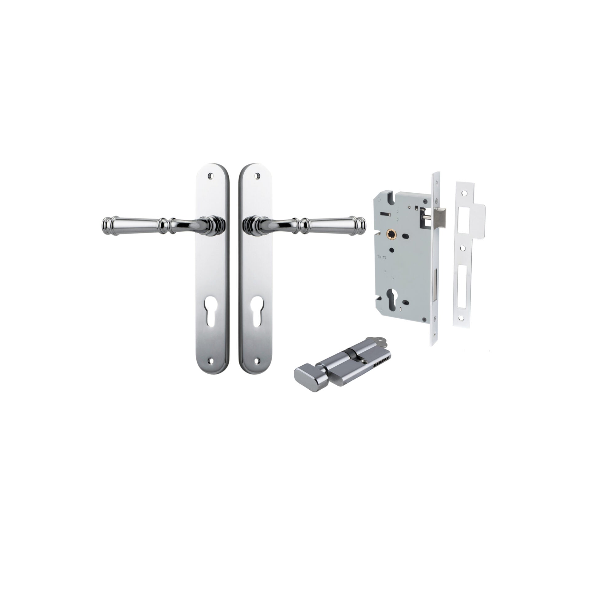 Verona Lever - Oval Backplate - Entry Point - Iver - Polished Chrome - Door Levers