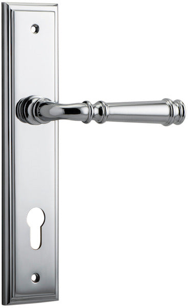 Verona Lever - Stepped Backplate - Entry Point - Iver - Polished Chrome - Door Levers