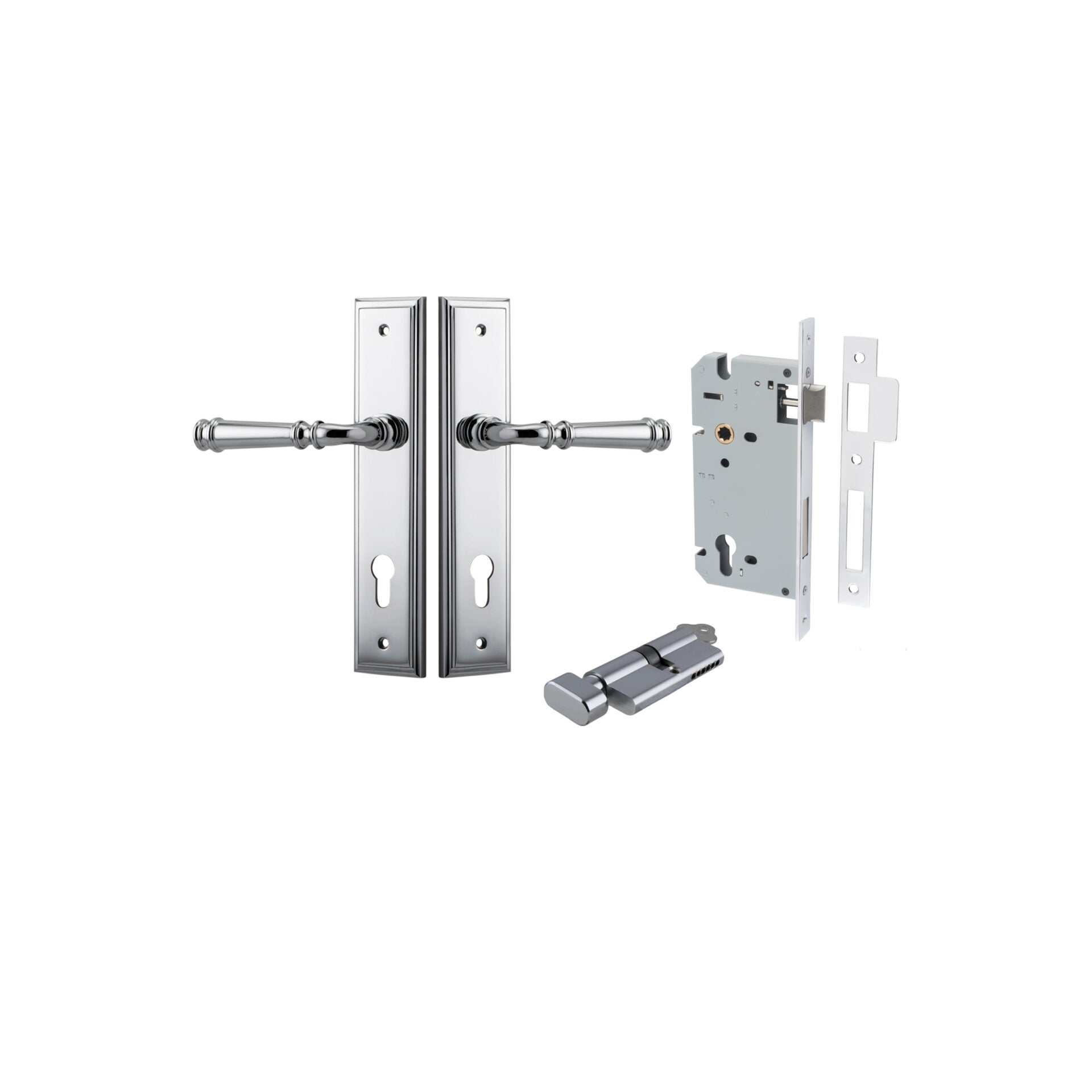 Verona Lever - Stepped Backplate - Entry Point - Iver - Polished Chrome - Door Levers