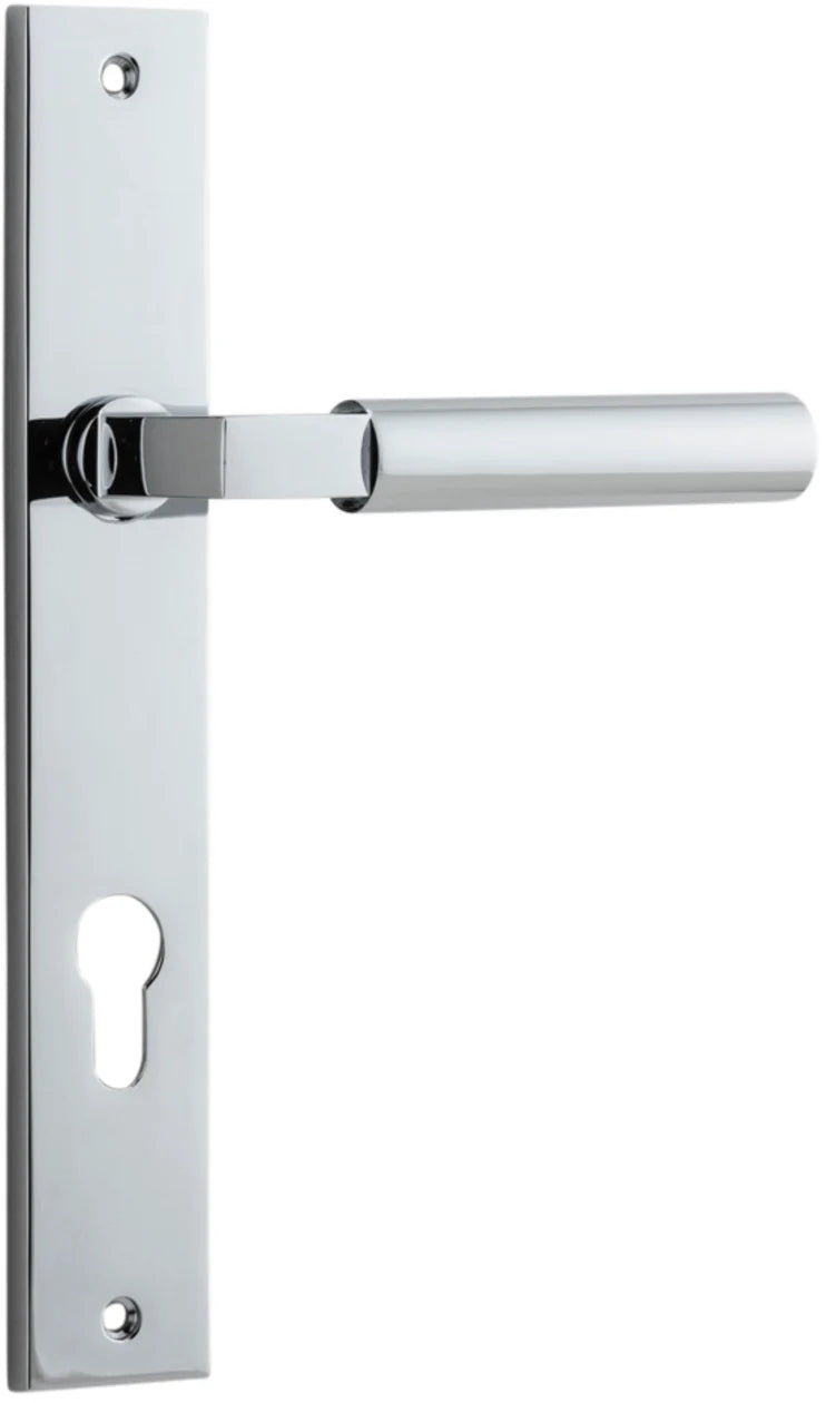 Berlin Lever - Rectangular Backplate - Entry Point - Iver - Polished Chrome - Door Levers