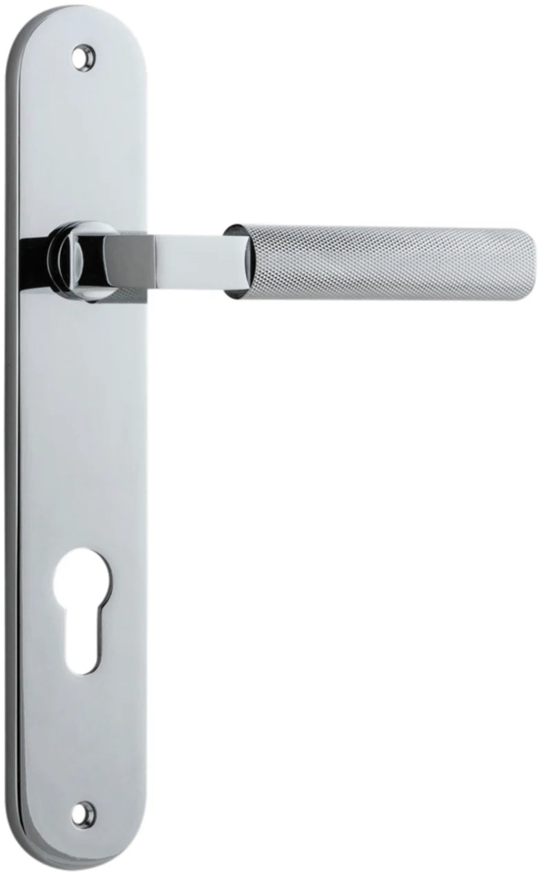 Brunswick Lever - Oval Backplate - Entry Point - Iver - Polished Chrome - Door Levers