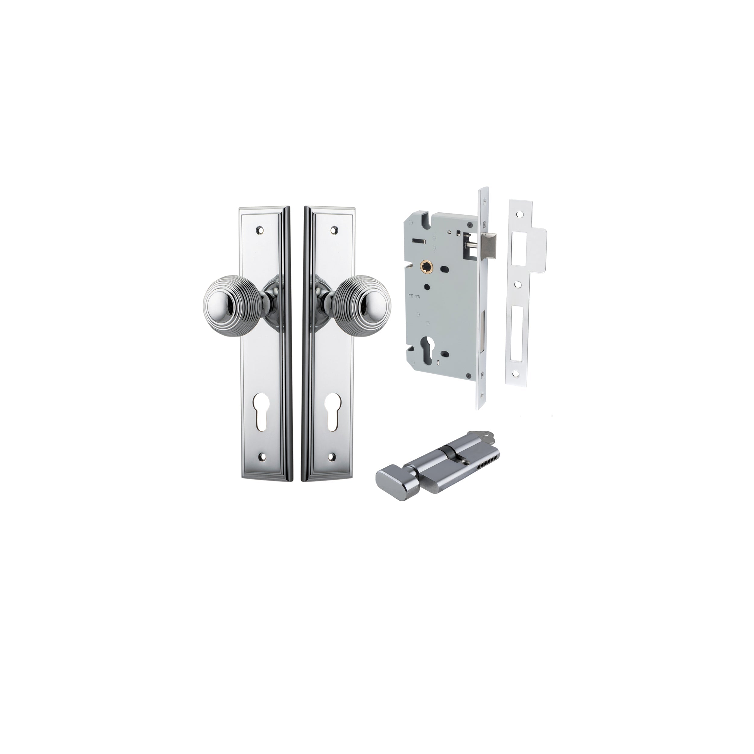 Guildford Knob - Stepped Backplate - Entry Point - Iver - Polished Chrome - Door Knobs