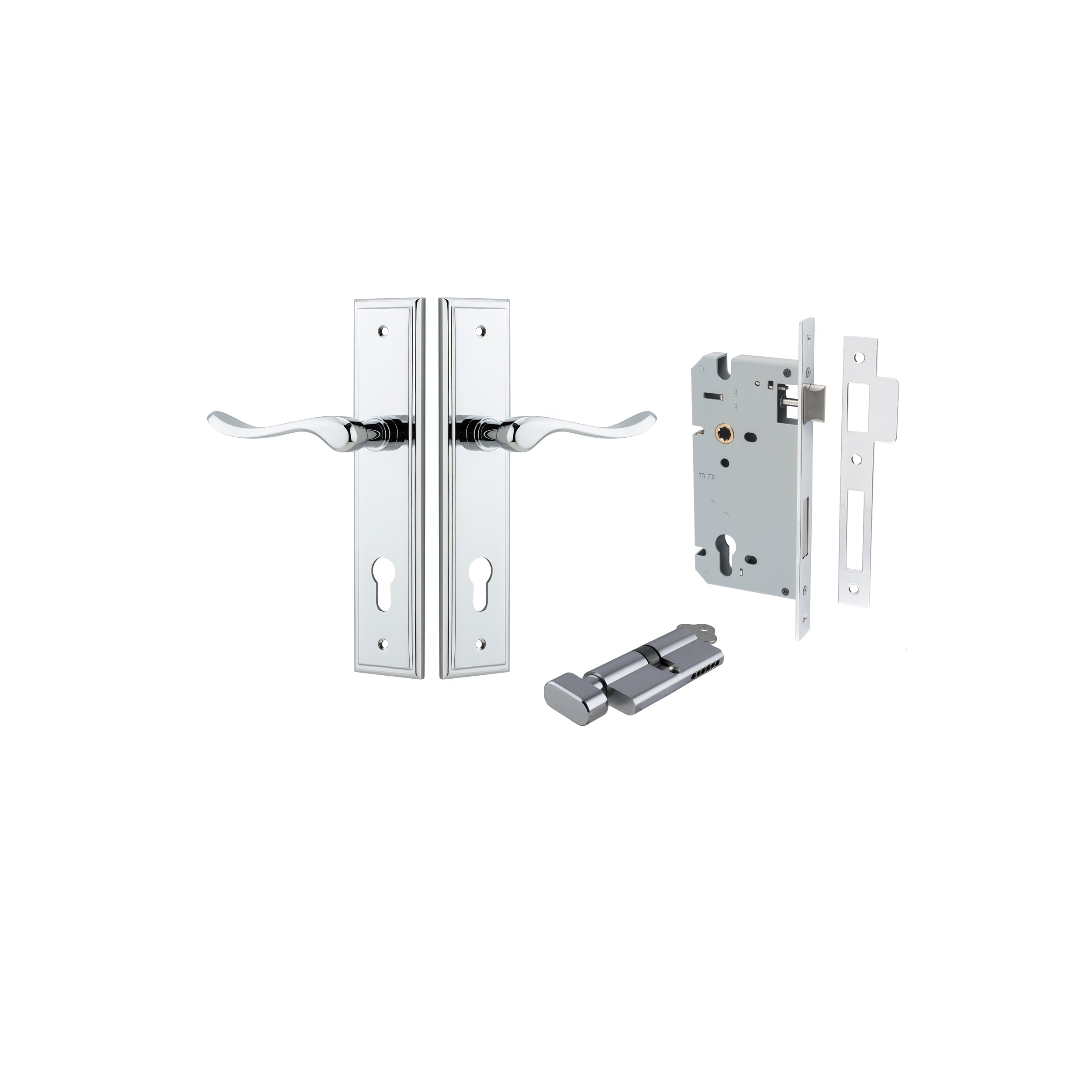 Stirling Lever - Stepped Backplate - Entry Point - Iver - Polished Chrome - Door Levers