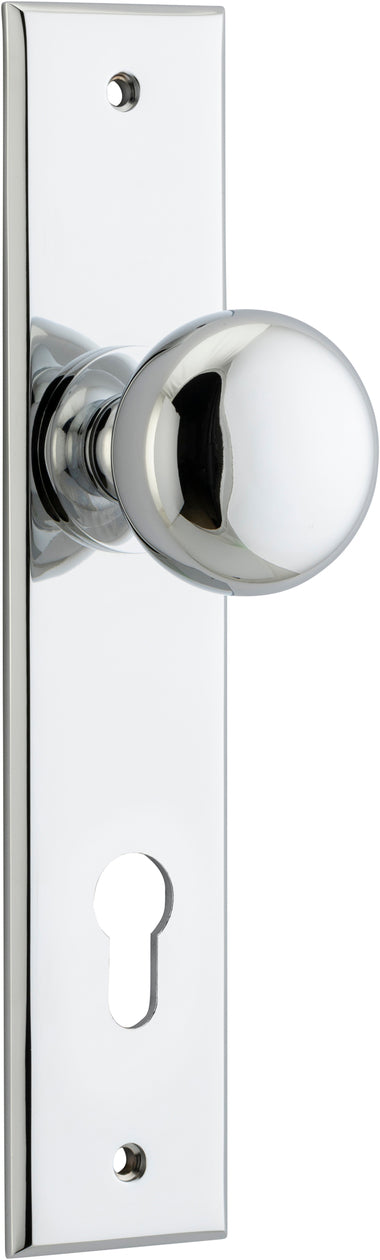 Cambridge Knob - Chamfered Backplate - Entry Point - Iver - Polished Chrome - Door Knobs