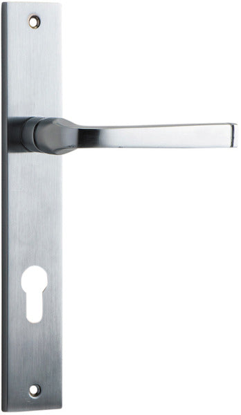 Annecy Lever - Rectangular Backplate - Entry Point - Iver - Brushed Chrome - Door Levers