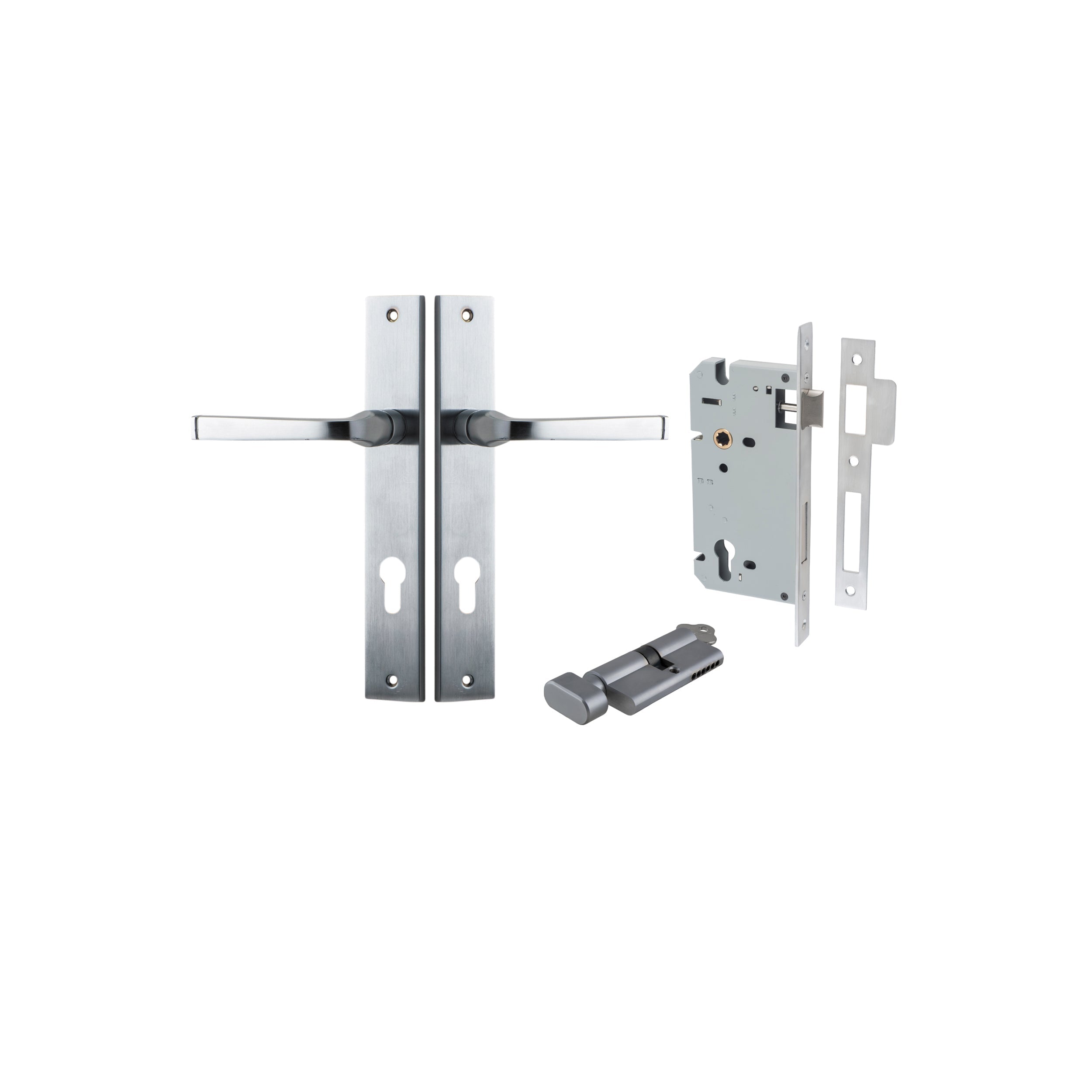 Annecy Lever - Rectangular Backplate - Entry Point - Iver - Brushed Chrome - Door Levers