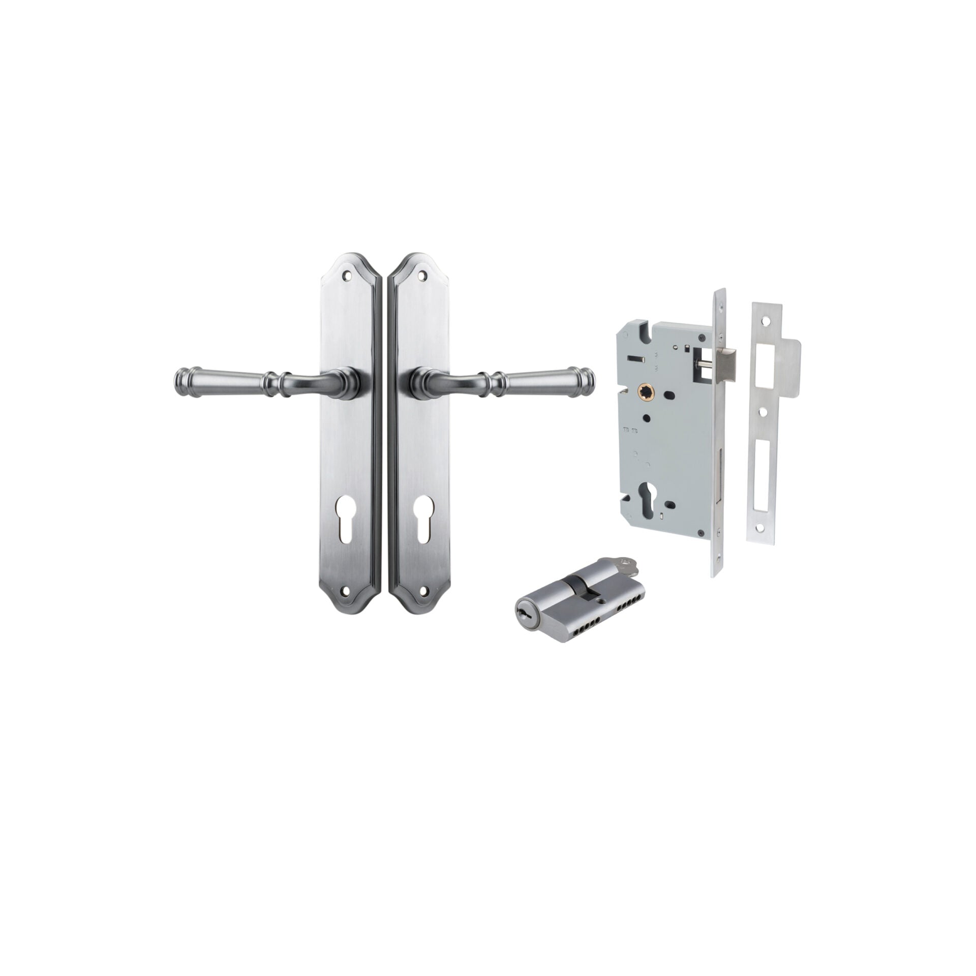 Verona Lever - Shouldered Backplate - Entry Point - Iver - Brushed Chrome - Door Levers