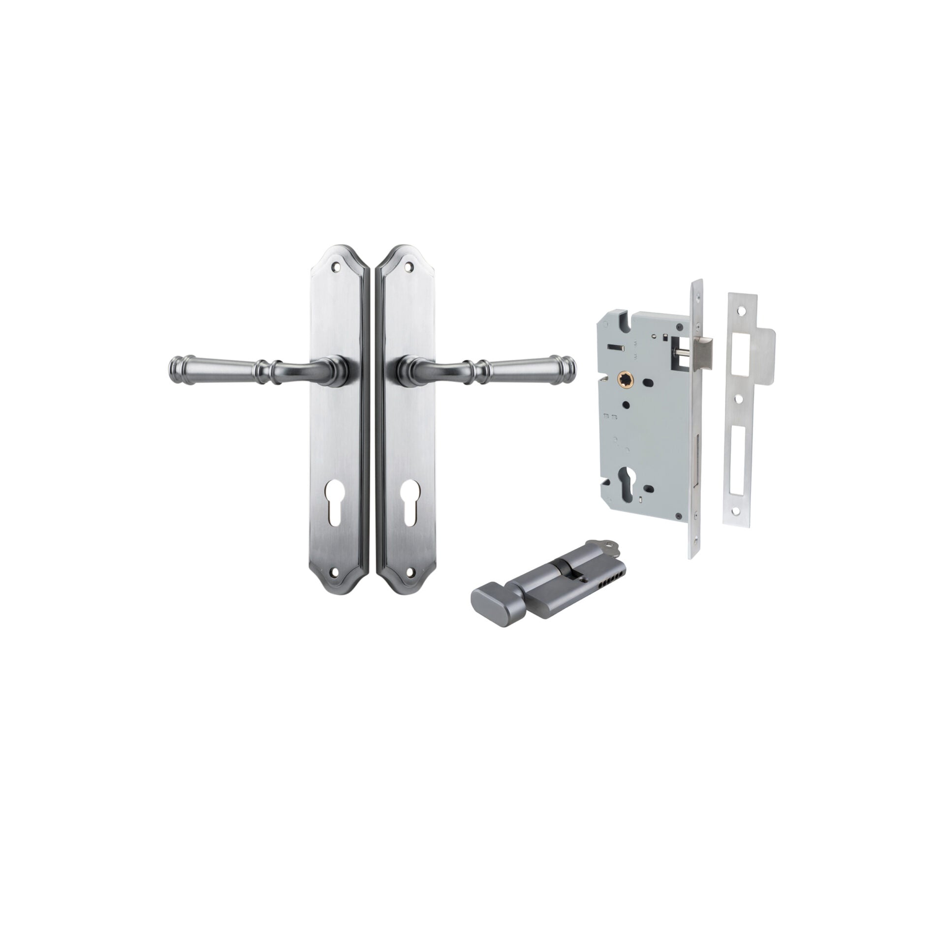 Verona Lever - Shouldered Backplate - Entry Point - Iver - Brushed Chrome - Door Levers