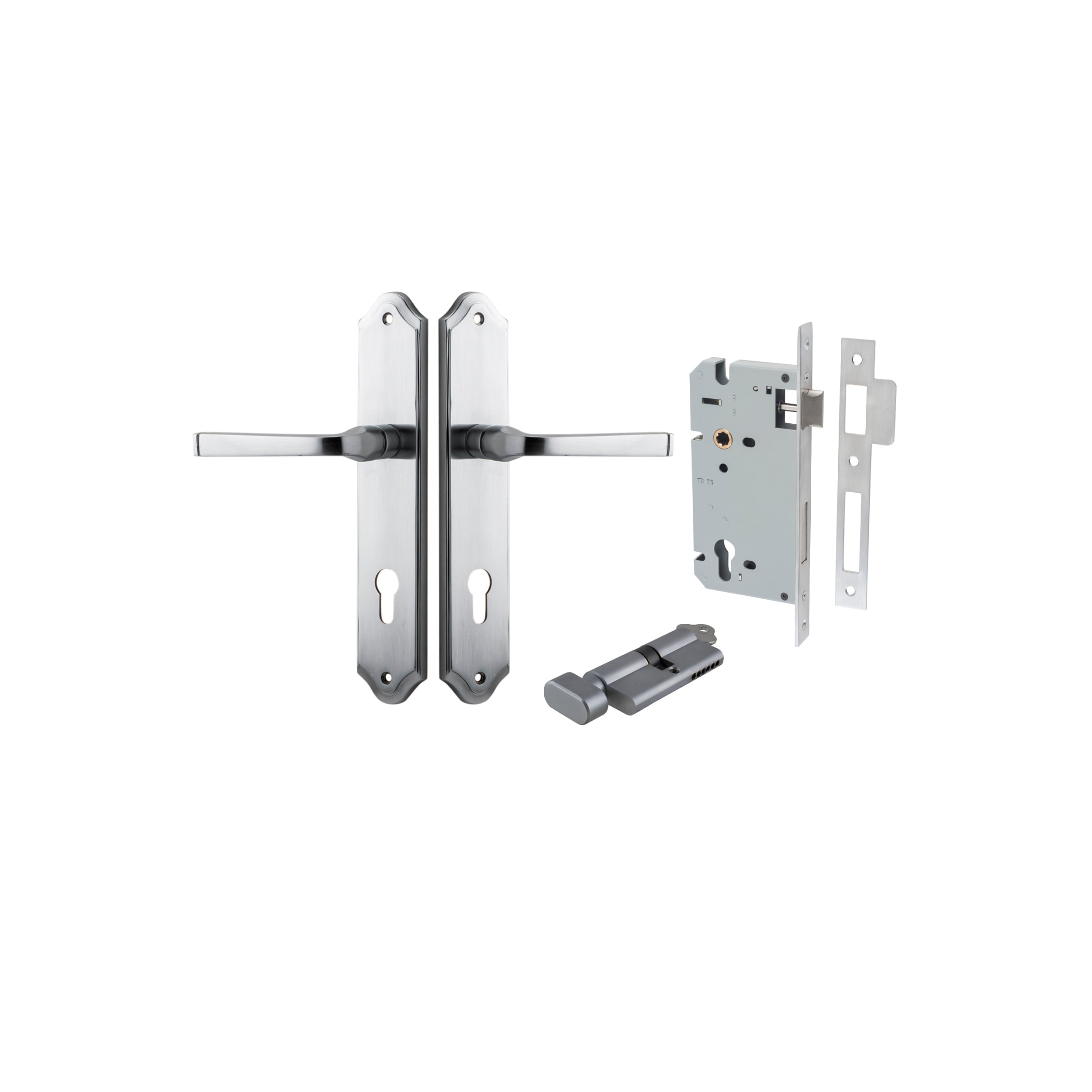 Annecy Lever - Shouldered Backplate - Entry Point - Iver - Brushed Chrome - Door Levers