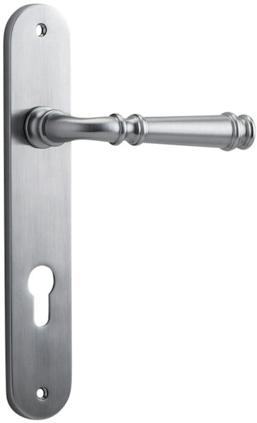 Verona Lever - Oval Backplate - Entry Point - Iver - Brushed Chrome - Door Levers