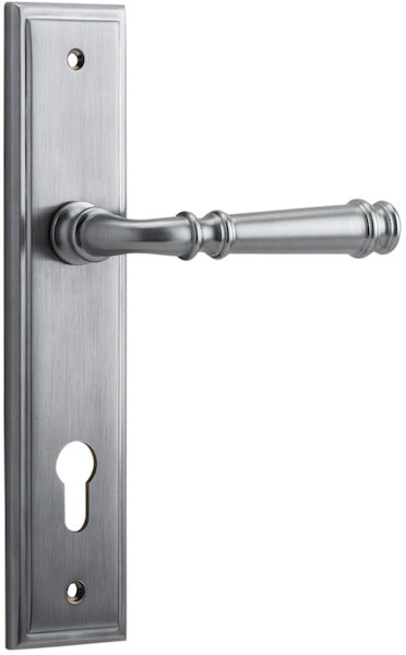 Verona Lever - Stepped Backplate - Entry Point - Iver - Brushed Chrome - Door Levers