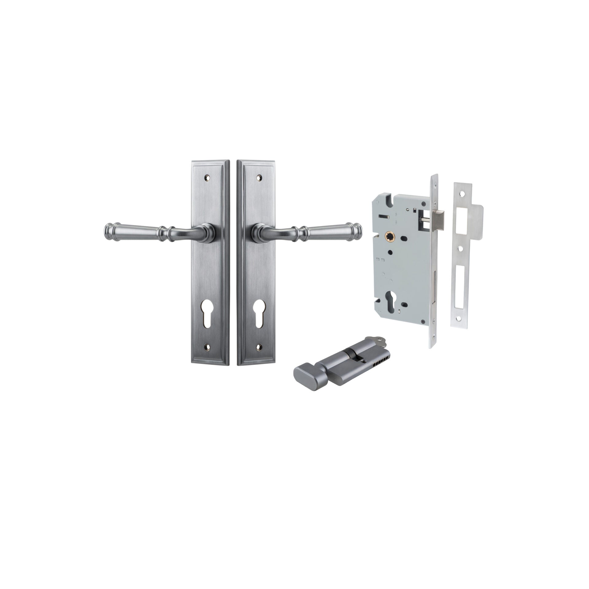 Verona Lever - Stepped Backplate - Entry Point - Iver - Brushed Chrome - Door Levers