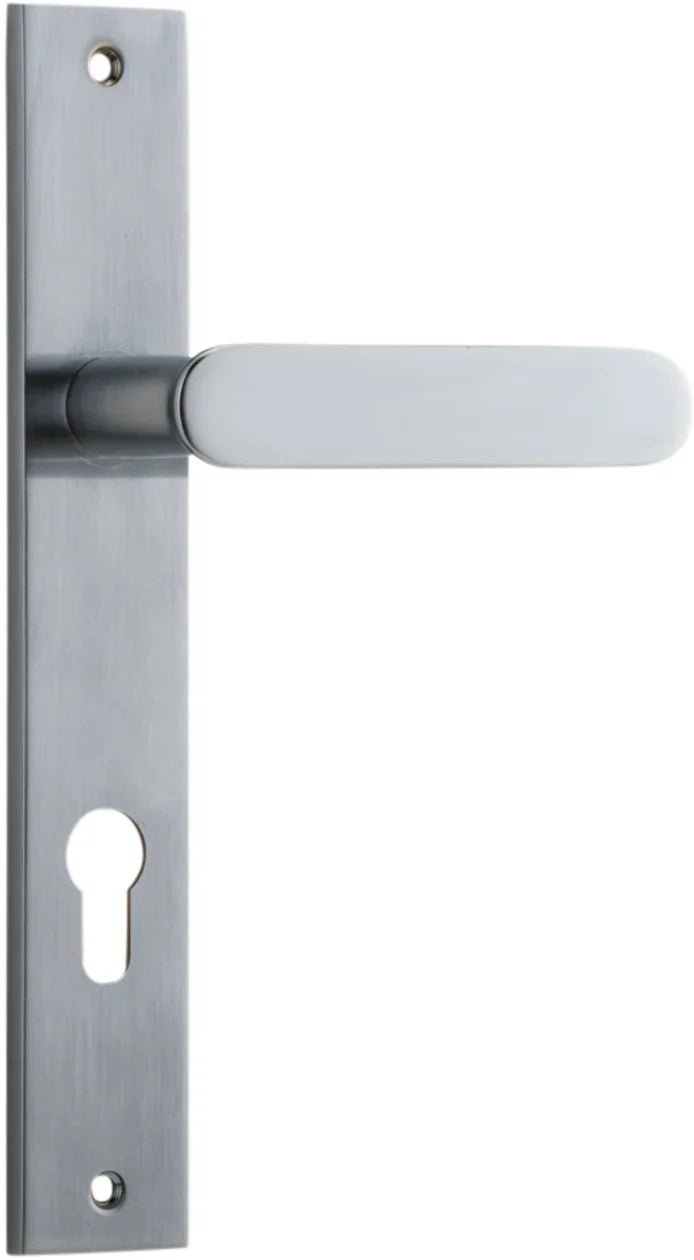 Bronte Lever - Rectangular Backplate - Entry Point - Iver - Brushed Chrome - Door Levers