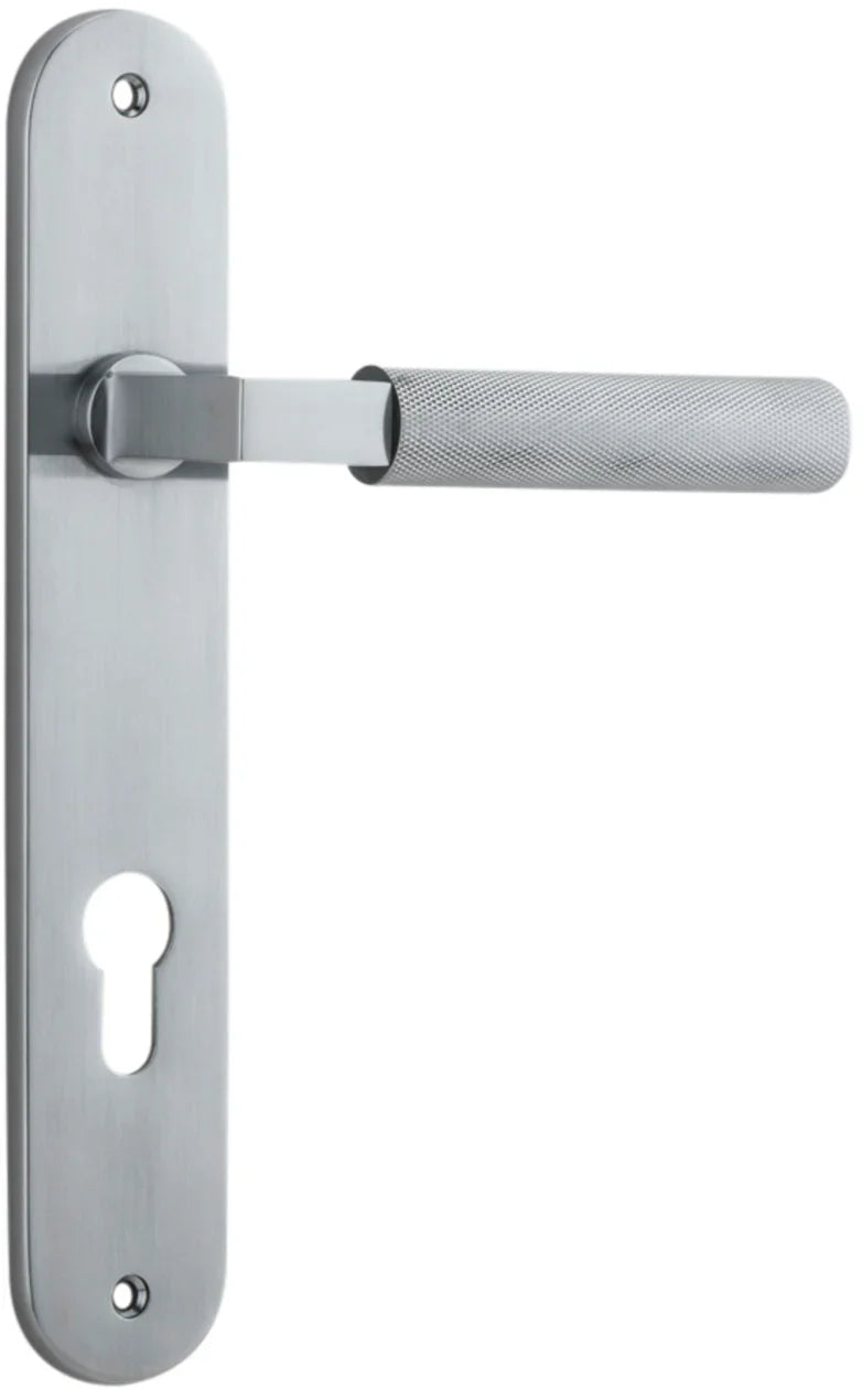 Brunswick Lever - Oval Backplate - Entry Point - Iver - Brushed Chrome - Door Levers